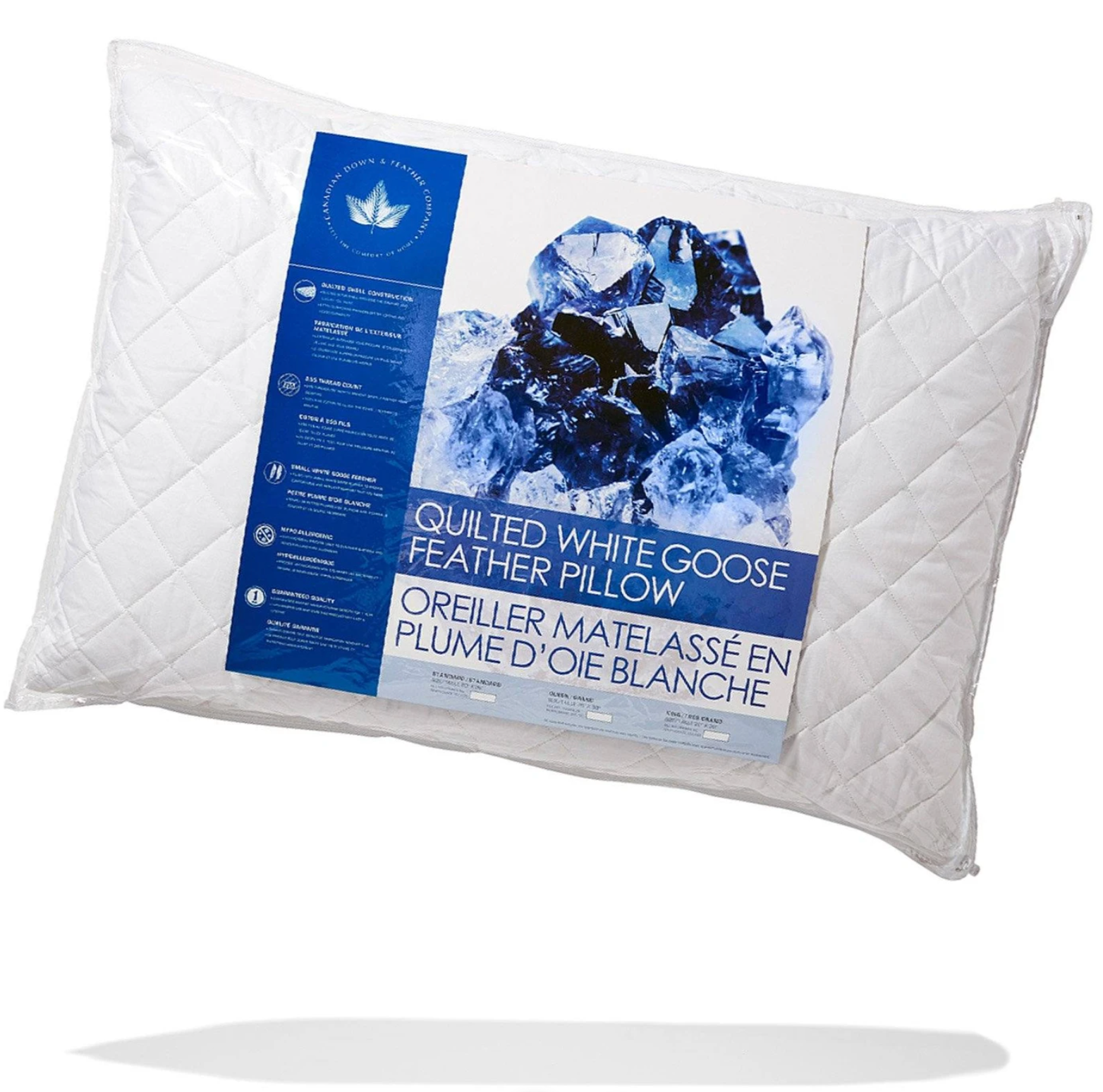 Premium Quilted White Goose Feather Sleeping Pillow - Ultra Soft & Supportive for Neck Pain Relief - Perfect for Side Sleepers, Back Sleepers & Travel Use