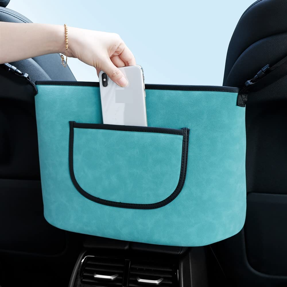 Premium Suede Car Seat Storage Organizer - Large Capacity Adjustable Center Console Bag for Vehicles (Grey) | Perfect for Road Trips, Daily Commutes & Family Travel Accessories