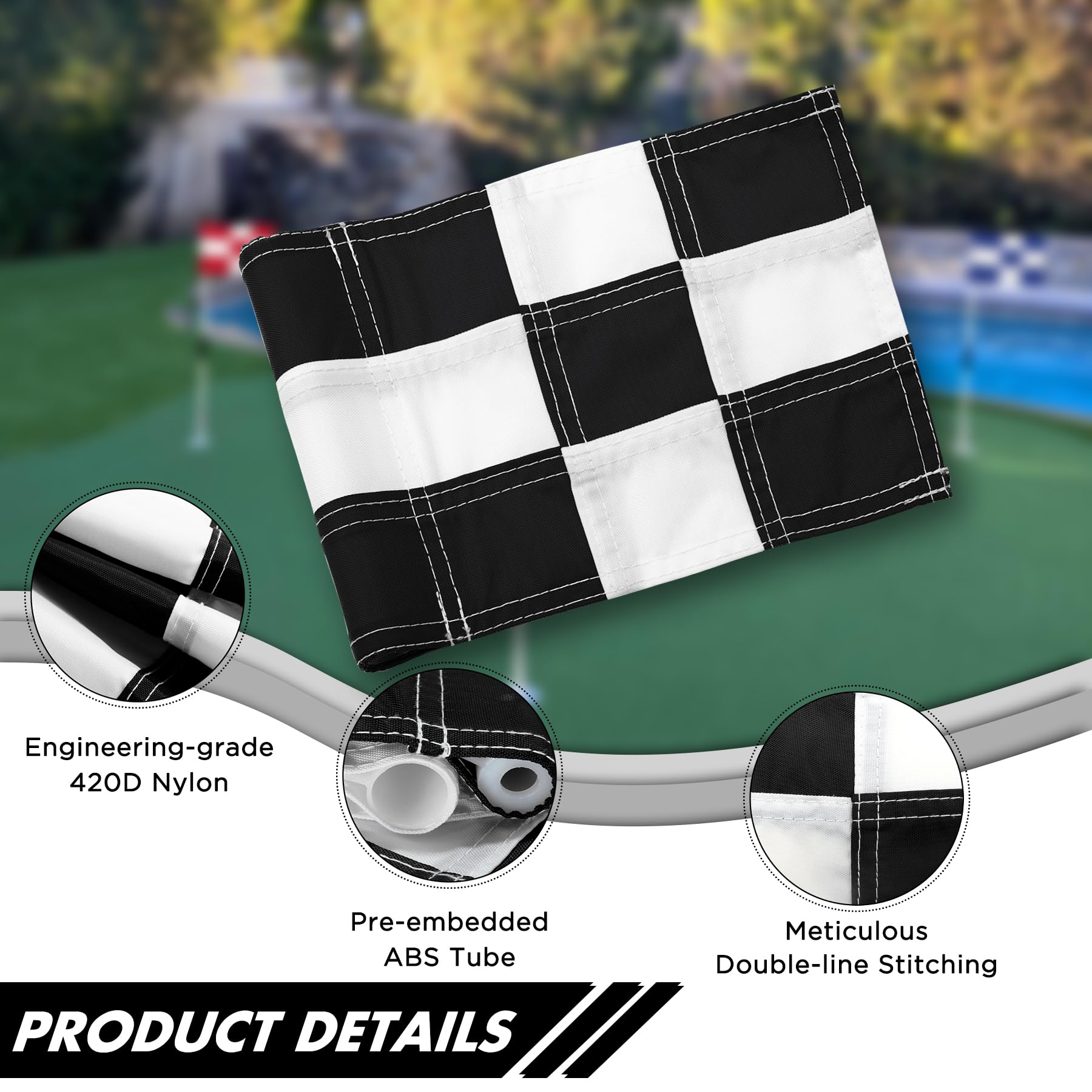 KINGTOP 3ft Mini Golf Flagstick - Double-Sided Numbered Putting Green Flag for Yard Practice | Portable 2-Section Golf Pin Flag & Hole Cup Set | Perfect for Backyard Training, Indoor Putting & Golf Gifts