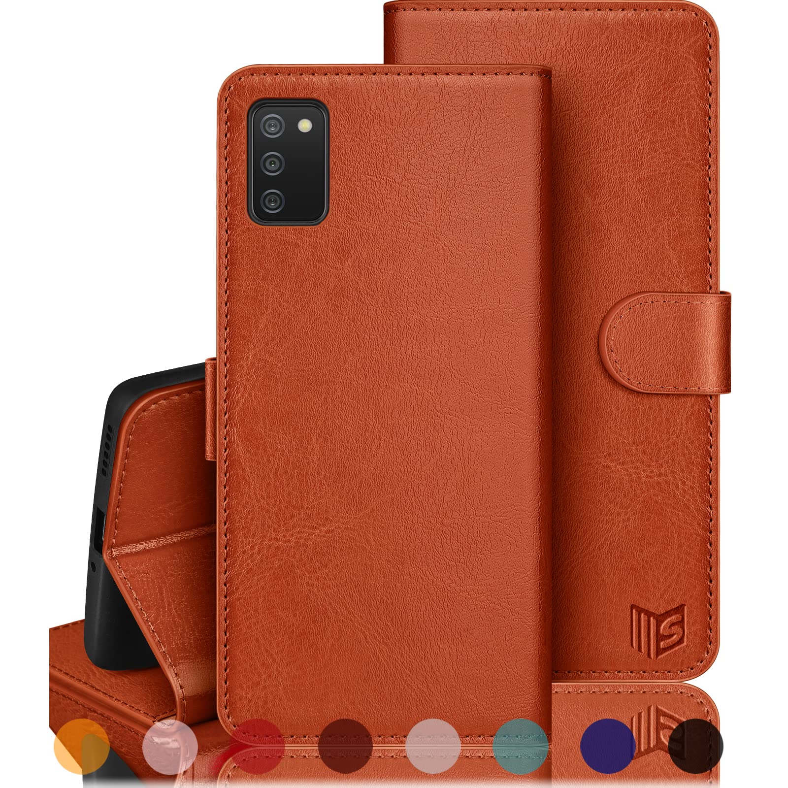 RFID Blocking Samsung Galaxy A03S Wallet Case - PU Leather Flip Folio Cover with Credit Card Holder for Women & Men (Orange) | Perfect for Travel, Shopping & Daily Use