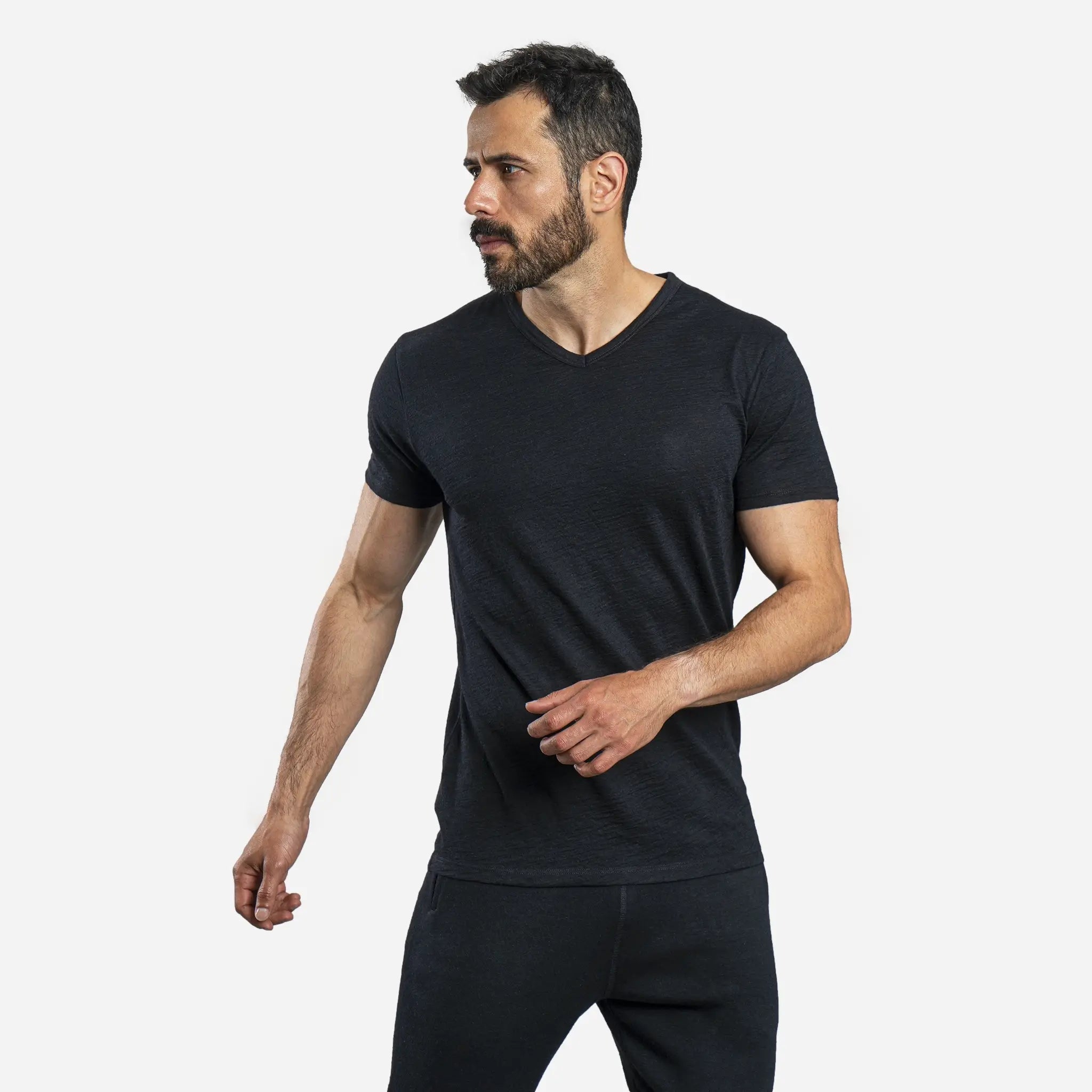 Ultralight Men's Alpaca Wool V-Neck T-Shirt - 160 GSM Soft Breathable Tee for Outdoor Hiking & Casual Wear