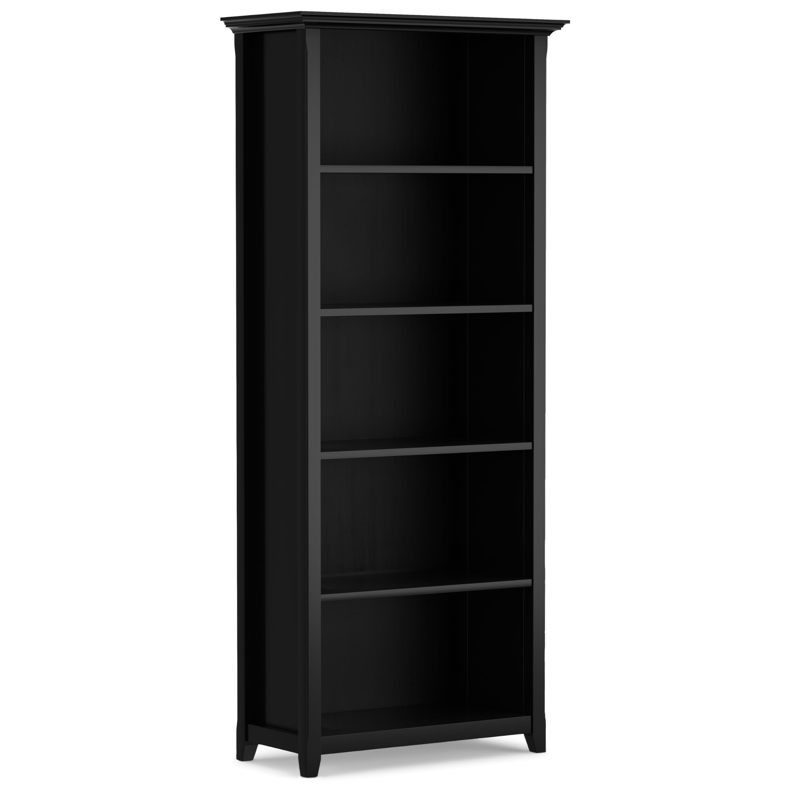 SIMPLIHOME Amherst 30 Inch Solid Wood 5-Shelf Bookcase - Black Transitional Style for Living Room, Study, Office | Bookshelf for Home Decor & Storage