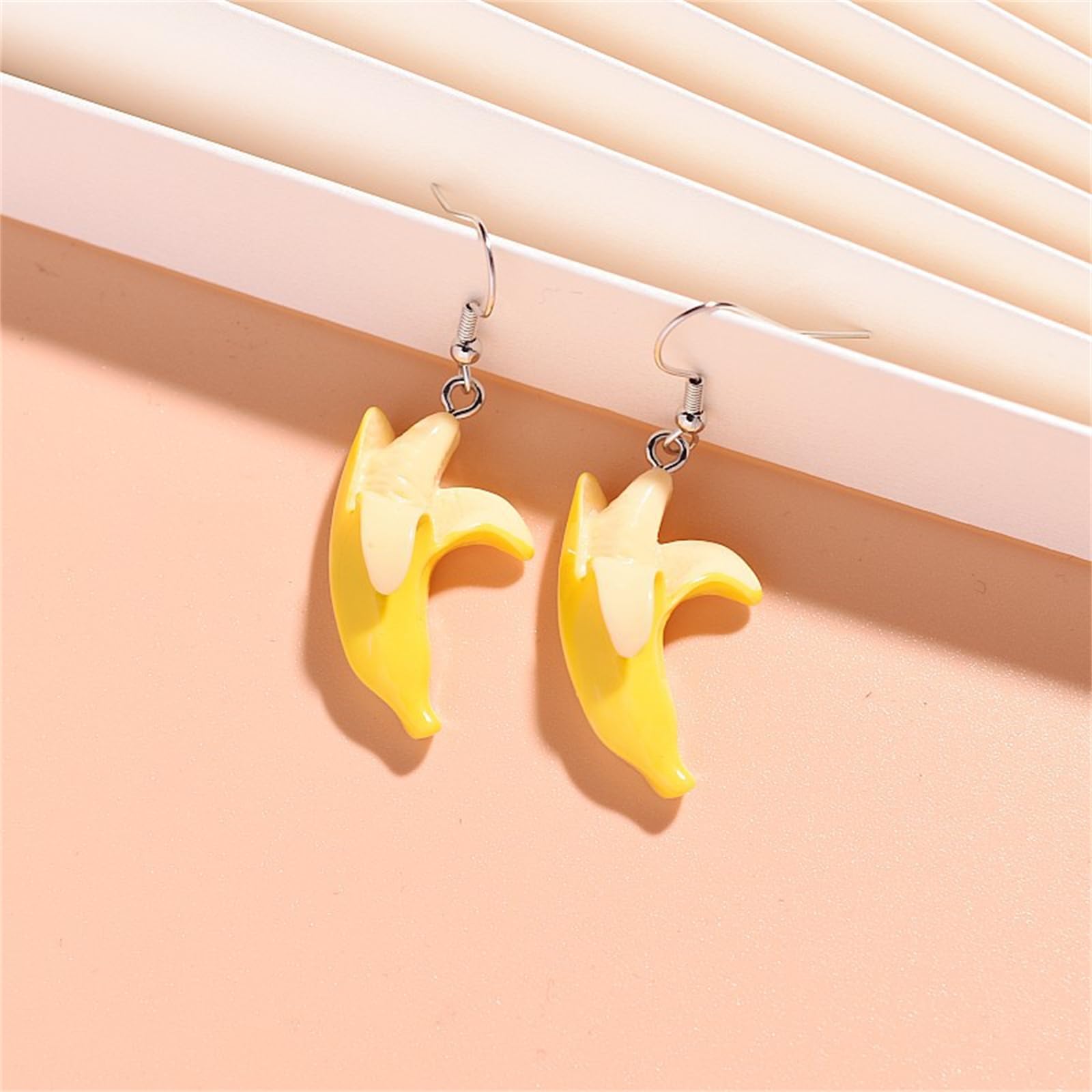 Stylish Resin Banana Dangle Earrings for Women - Fashionable Cute Lifelike Peeled Fruit Design, Bohemian Yellow Food Jewelry | Perfect for Summer Outfits, Beach Vacations & Tropical Themed Parties