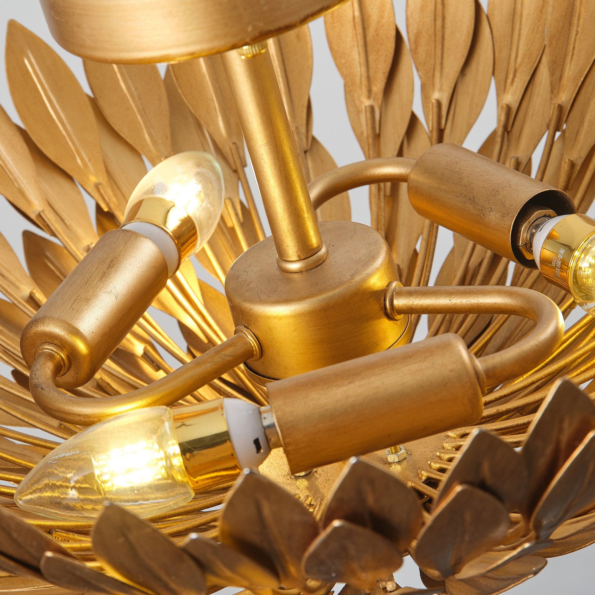 16 Inch 3-Light Farmhouse Golden Semi-Flush Mount Ceiling Light Fixture - Perfect for Kitchen, Dining Room, and Bedroom Lighting