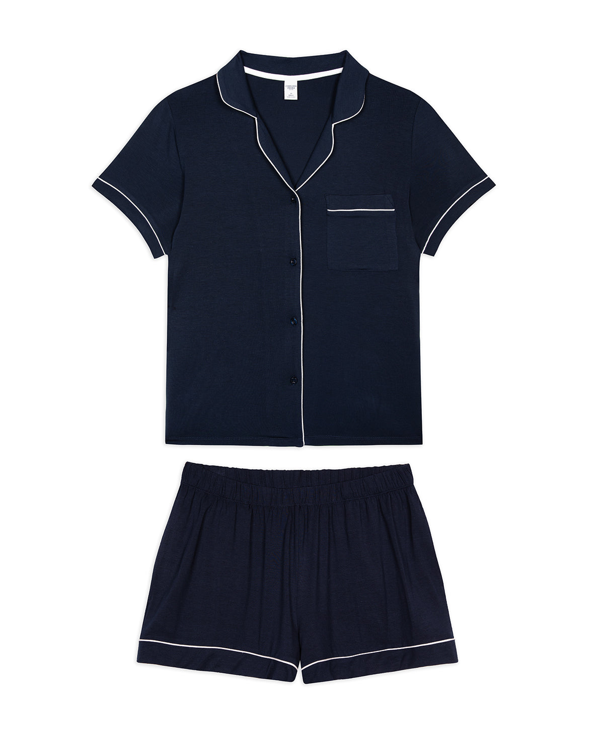 Premium TENCEL™ Modal Short Sleeve Button Up Pajama Set for Women - Soft & Breathable Sleepwear - Navy Blue - Perfect for Summer Nights & Lounge Wear