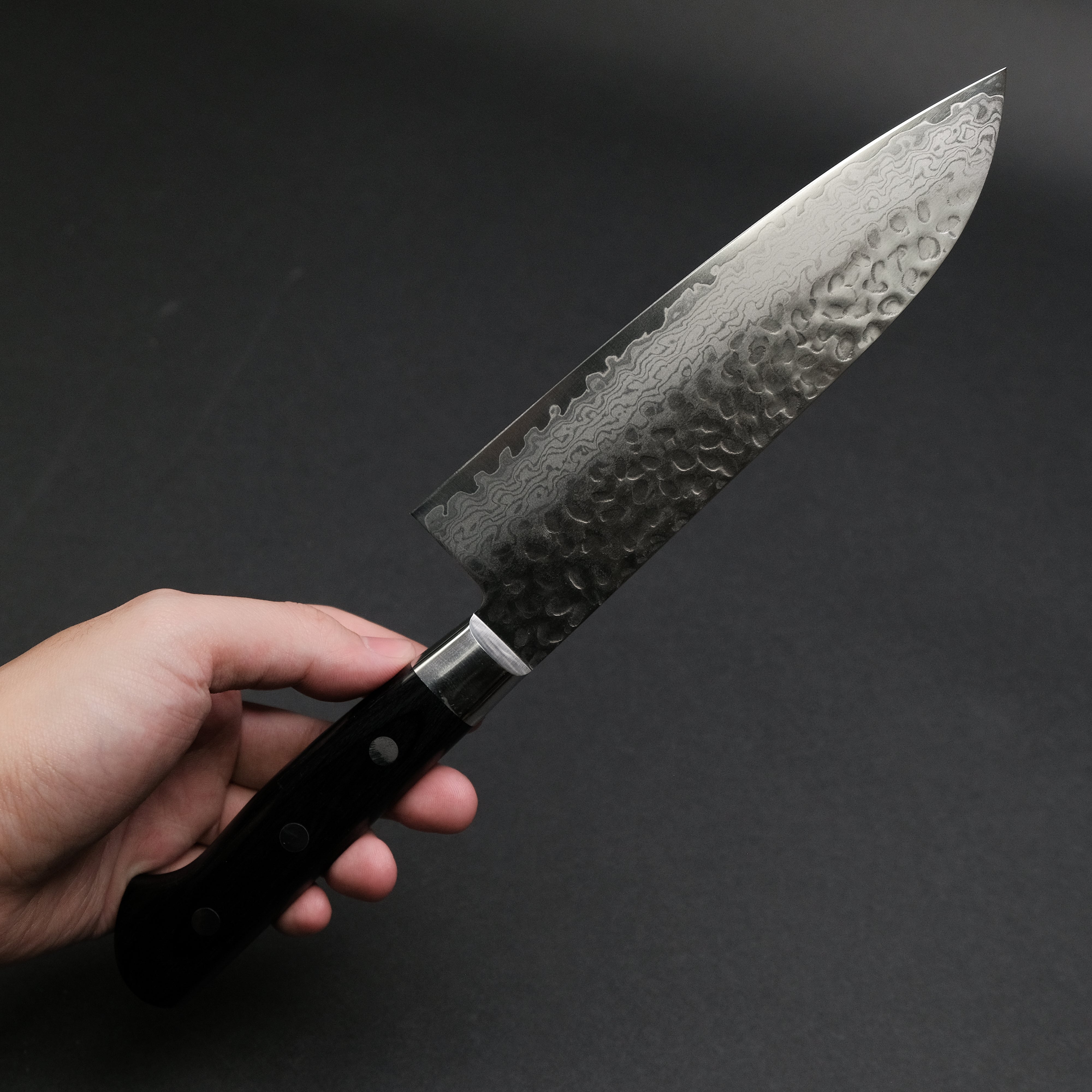 Hitohira Imojiya ST Tsuchime Damascus Santoku Knife with Pakka Wood Handle - Premium Japanese Kitchen Knife for Slicing, Dicing & Chopping Vegetables, Meat & Fish - Perfect for Home Chefs & Professional Cooks