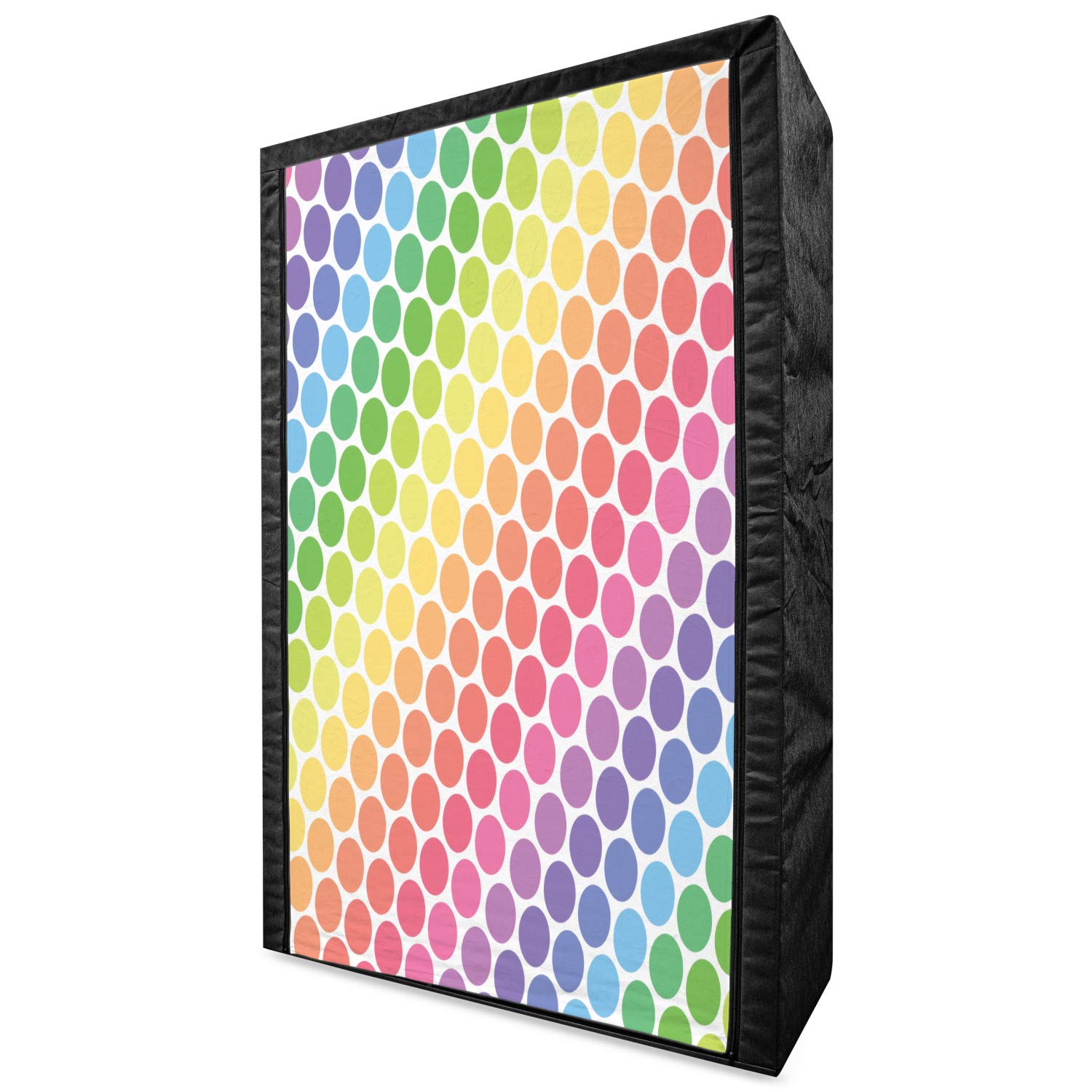 Ambesonne Polka Dots Portable Fabric Wardrobe | Large Rainbow Dots Retro Pattern Clothing Organizer with Shelves | 42.5 Inch Multicolor Storage Closet for Bedroom, Closet & Dorm Organization