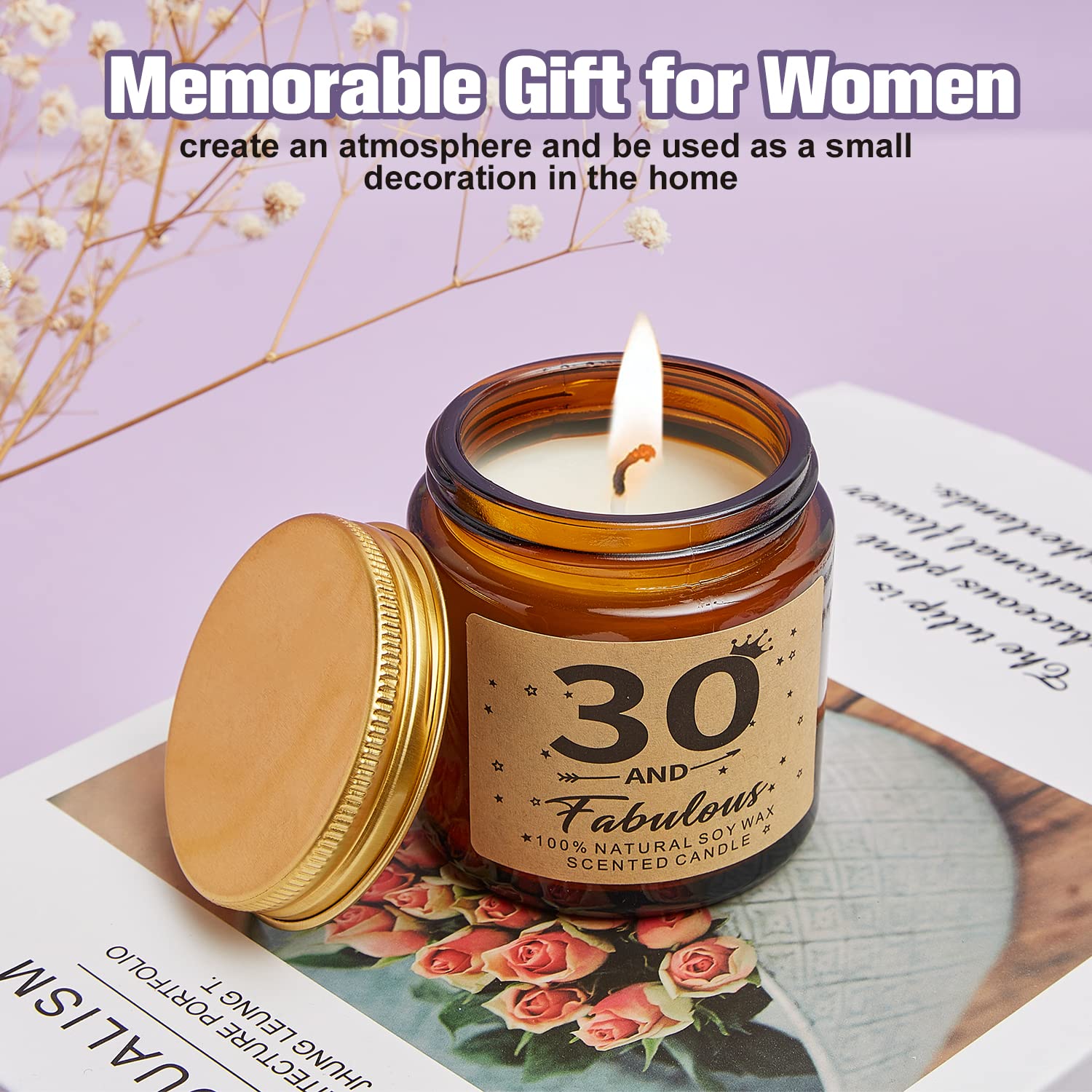 30th Birthday Gift Box for Women - Includes Tumbler, Gift Cards, Socks, Straw, Candle, Coaster, Stopper & Brush - Perfect Birthday Present for Mom, Sister, Aunt or Coworker - Great for Office Celebrations, Surprise Parties & Special Occasions