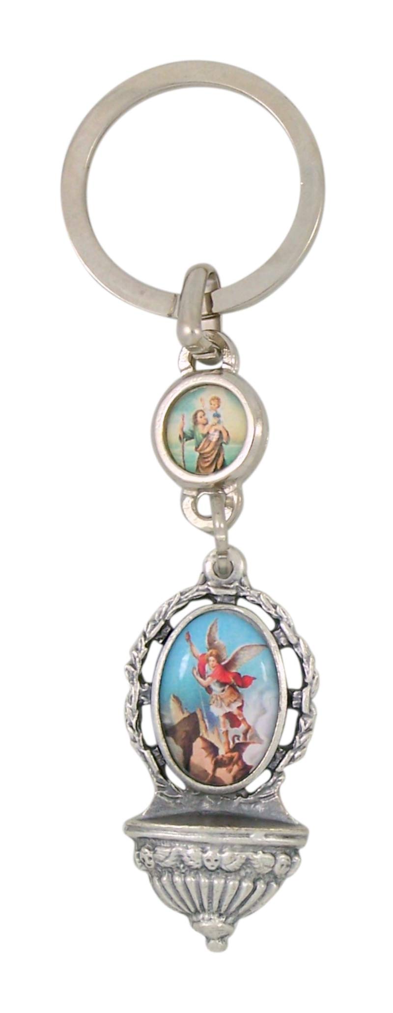 Archangel Michael & Saint Christopher Religious Charms Keychain - 4 Inch Stainless Steel Pendant for Protection, Travel & Gifts