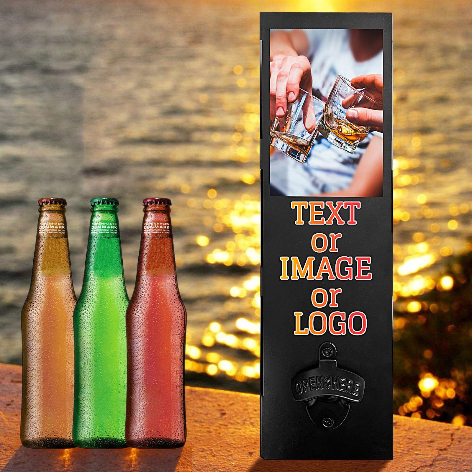 Qingxily Custom Wall-Mounted Can Cooler Holder with Bottle Opener - Personalized Beer Can Sleeves Storage Organizer & Cooler Dispenser for Home Bar, Man Cave, and Outdoor Entertaining
