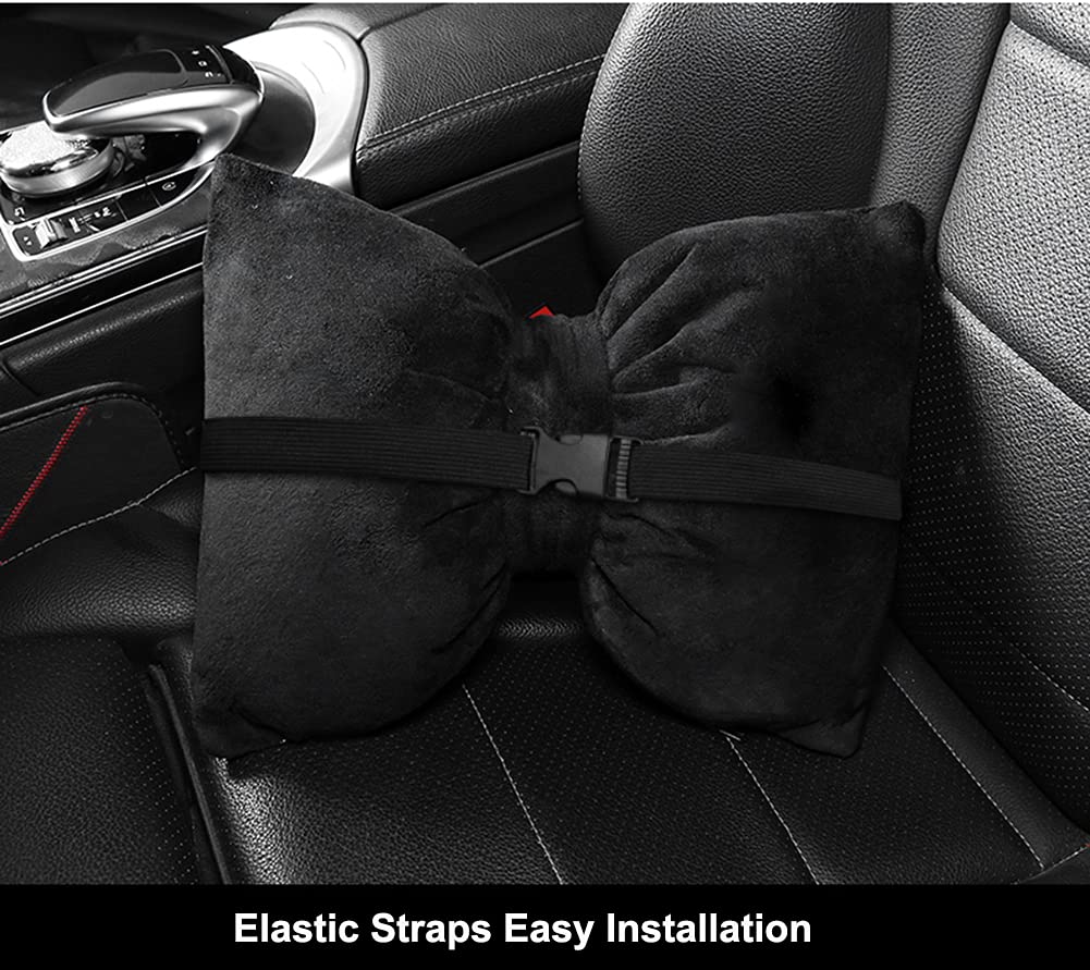 **Comfortable Car Headrest Pillow for Driving - Soft Neck Support Cushion with Shining Bowknot Design, Set of 2 (Pink) - Perfect for Long Road Trips & Commuting**