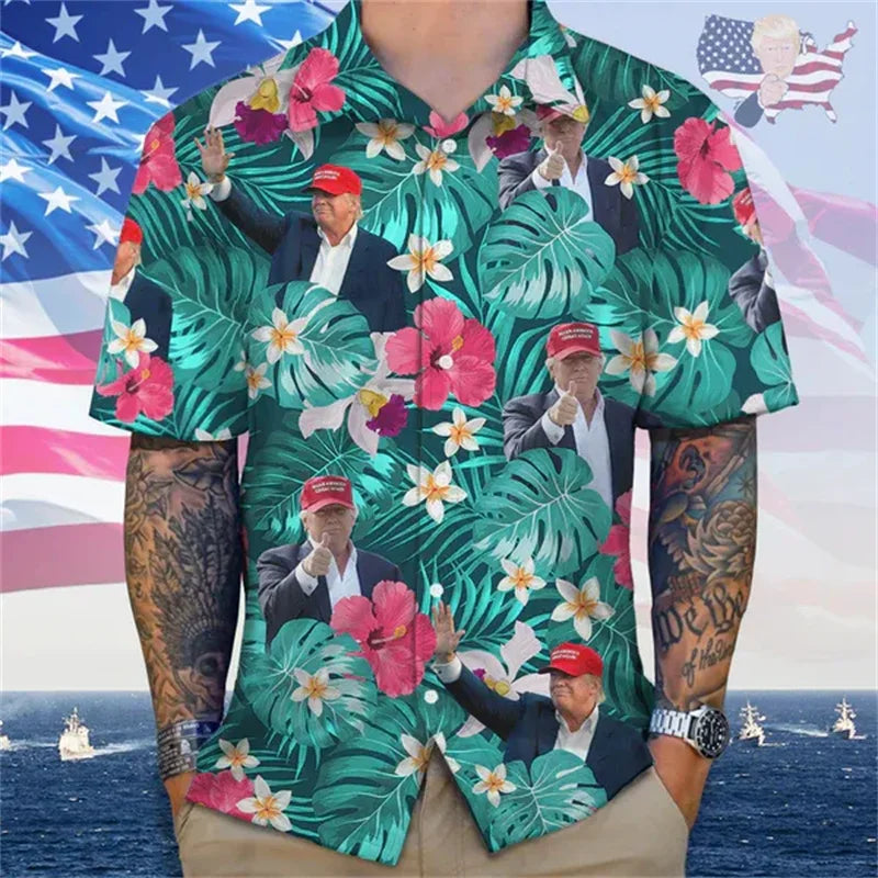 Donald Trump 3D Printed American Flag T-Shirt for Men - Patriotic Graphic Short Sleeve Top for US Presidential Election Supporters - Great for Political Rallies & Fourth of July Celebrations