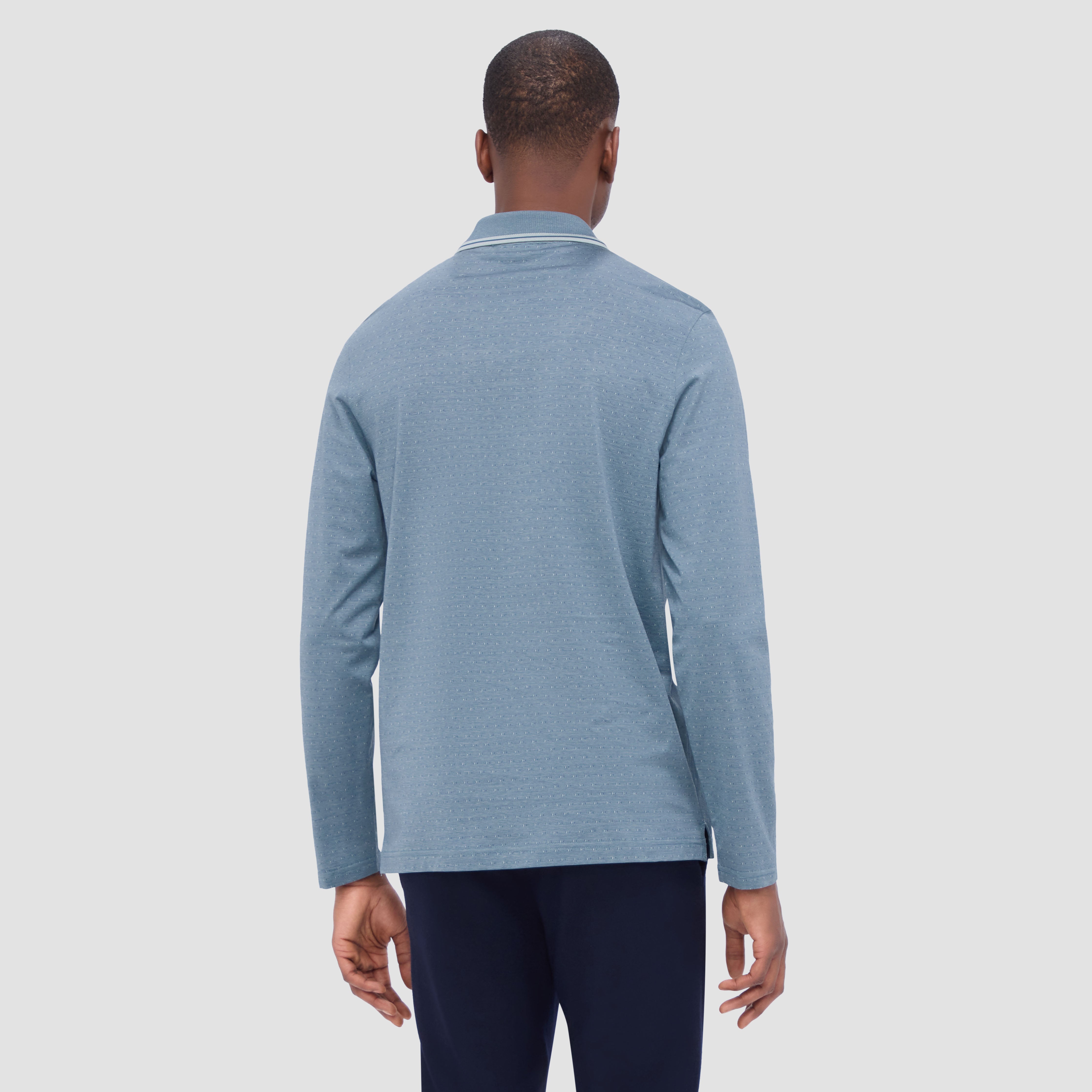 Premium Jacquard Long Sleeve Polo Shirt for Men - Breathable & Stylish Casual Wear - Perfect for Office, Golf & Business Casual Outfits