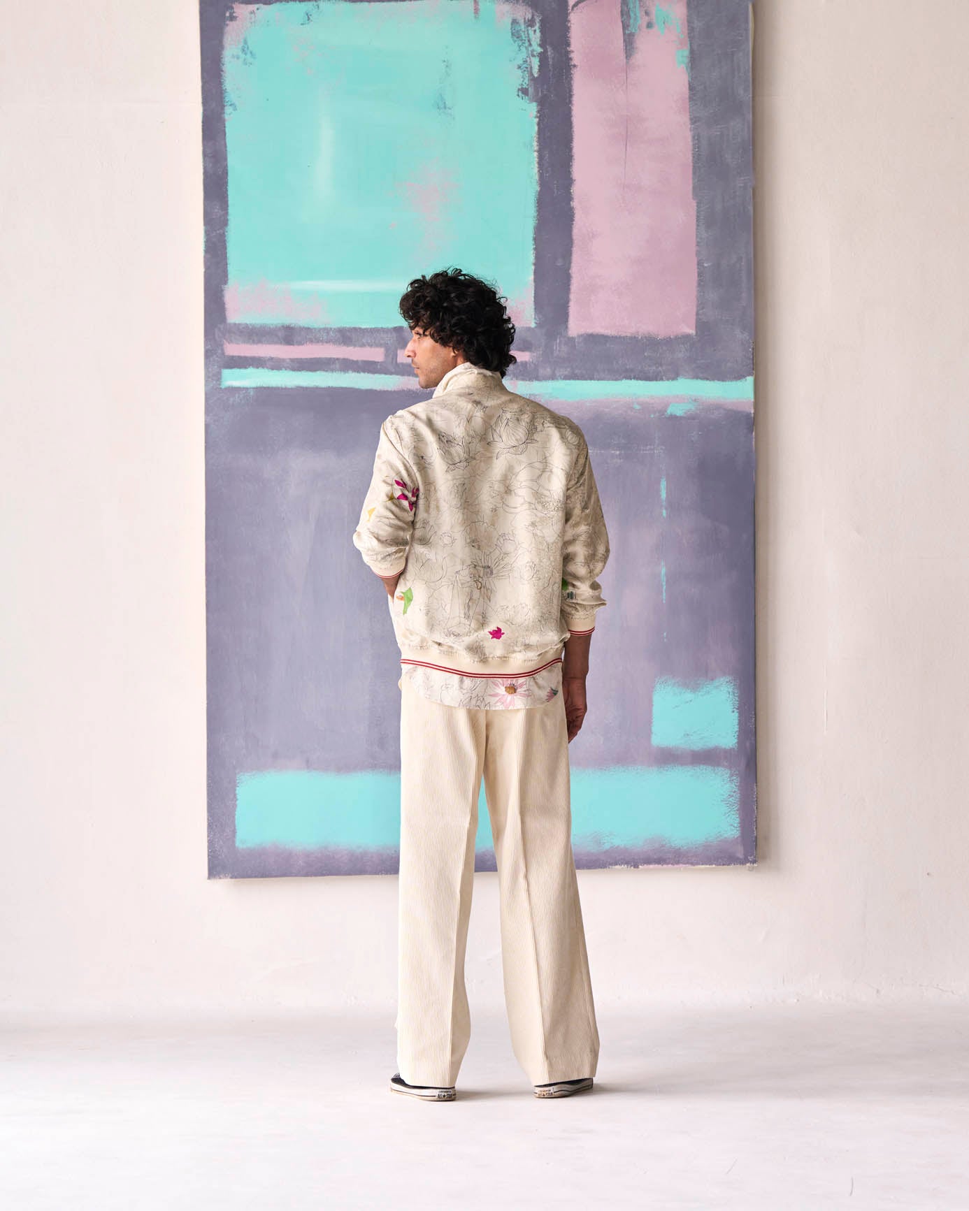 Janbaaz Men's Silk Bomber Jacket - White Damask Design for Casual & Formal Wear | Lightweight & Stylish Outerwear for Everyday Fashion