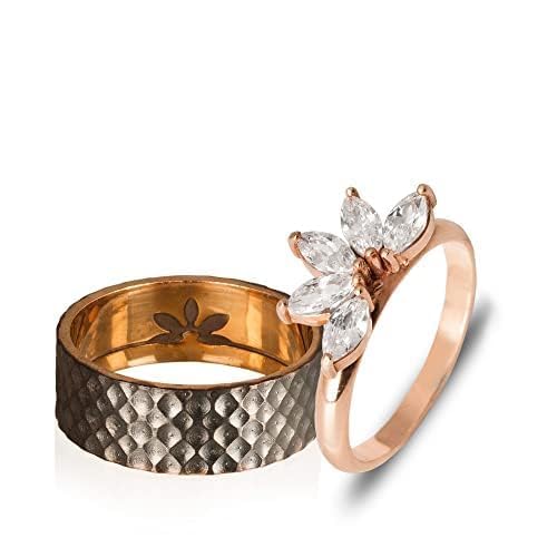 Lotus Flower Silver Wedding Rings Set for Couples - His and Hers Matching Bands with Zirconia Stones - Elegant Promise Rings for Anniversaries, Engagements & Romantic Gifts