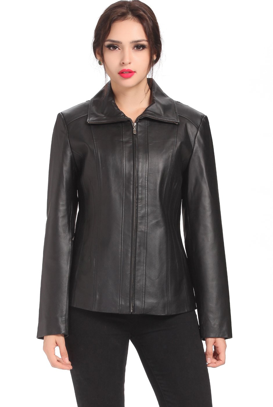BGSD Women's Tina Lambskin Leather Scuba Jacket - Plus Size & Petite Available | Stylish Outerwear for Fall & Winter | Perfect for Casual Outings, Office Wear & Date Nights