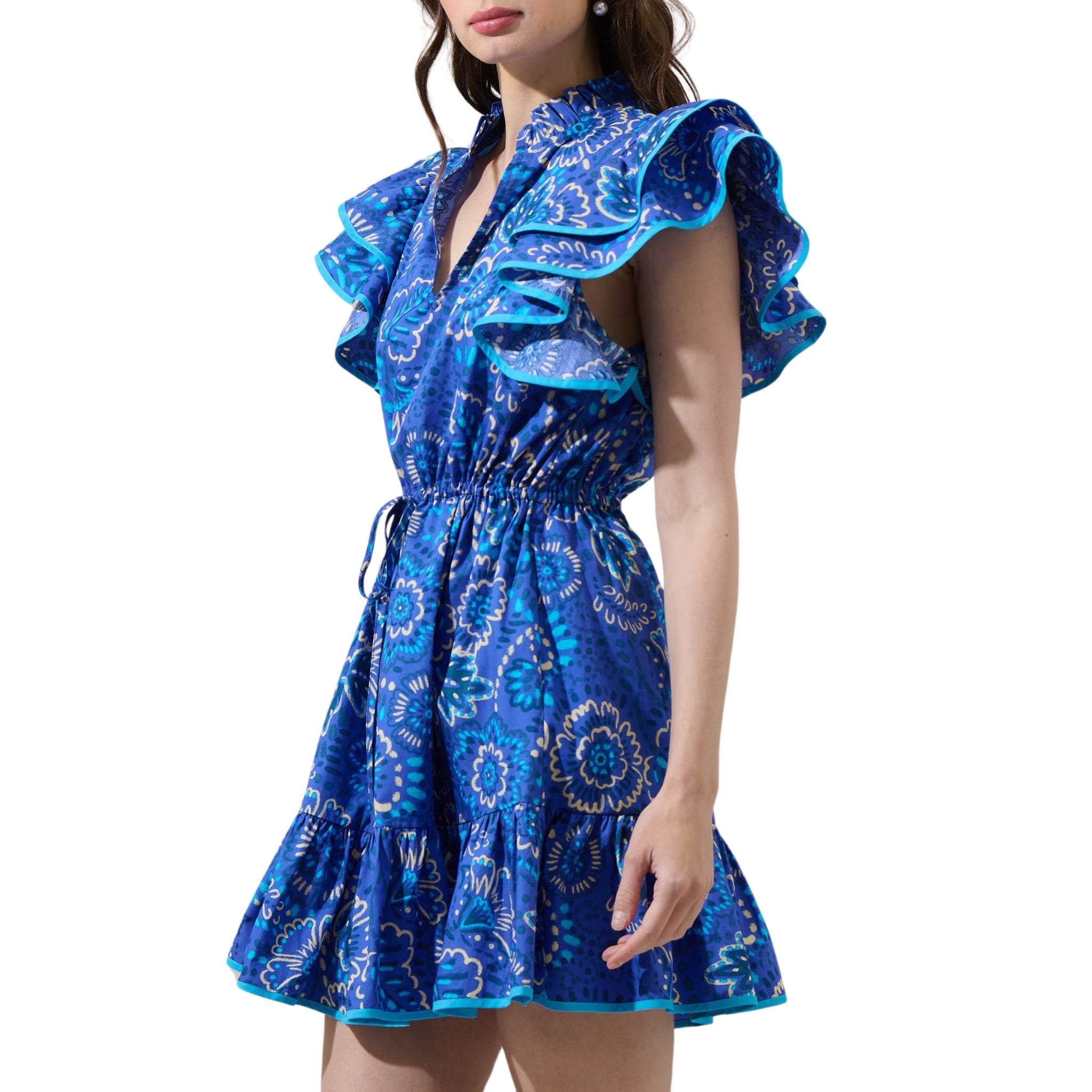 Kenner Floral Alina Ruffle Shift Mini Dress - Women's Summer Floral Print Short Dress for Beach, Party & Vacation | Trendy Ruffled Hem A-Line Sundress
