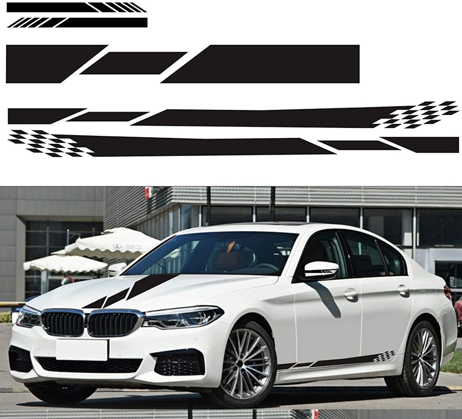 JUZZQ 5-Piece Custom Car Decal Set - Universal Vinyl Stickers for Emblems, Body Kits, Hood, Roof & Mirrors | Racing-Themed Auto Accessories for Personalization & Style Enhancement