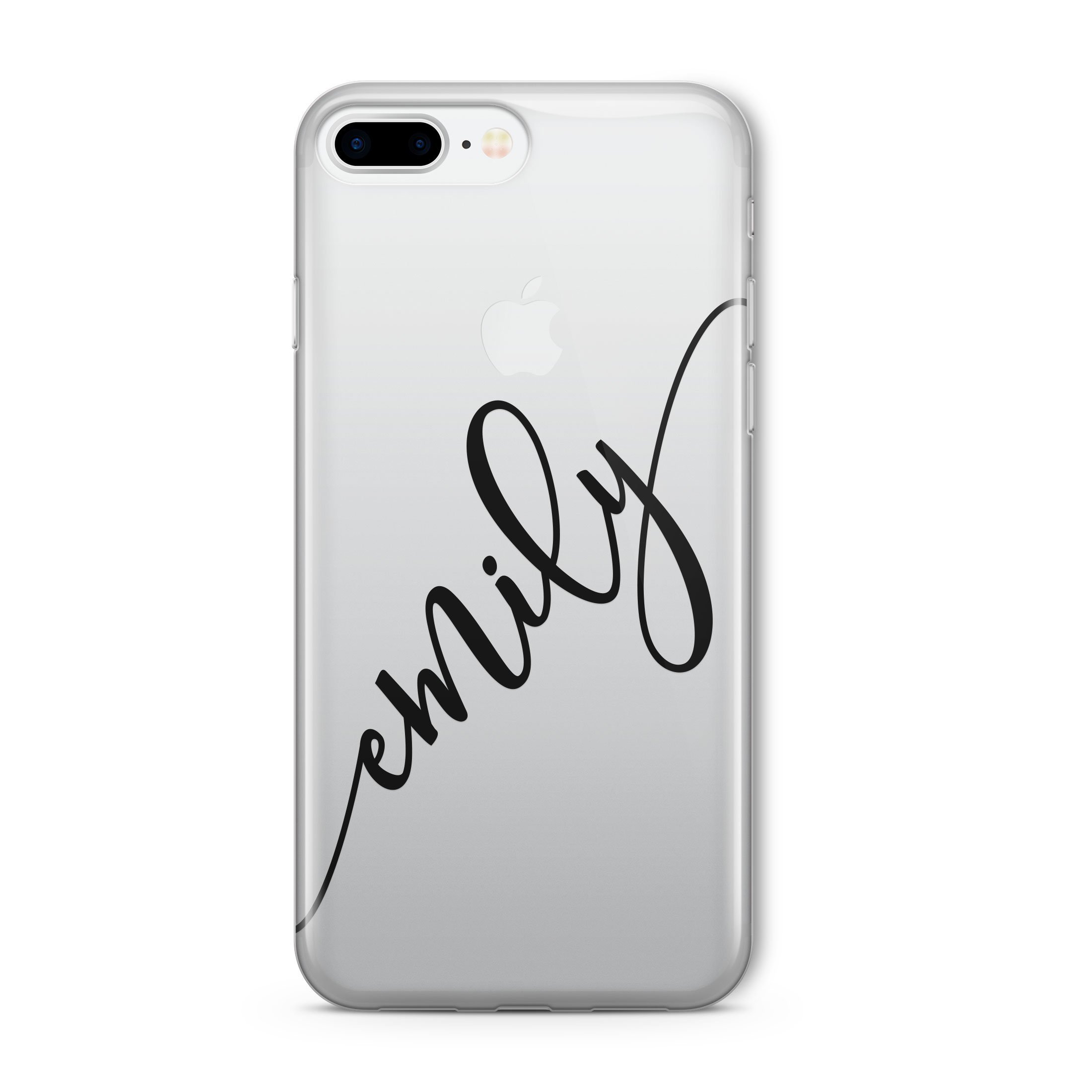 Custom Clear Script Diagonal Initial Name Phone Case for iPhone 8 & Samsung - Black Ink | Perfect Gift & Everyday Protection