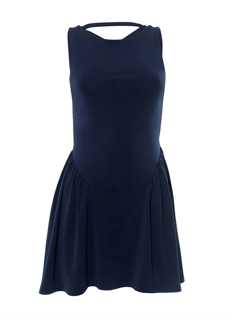 Sexy Backless Lace-Up Mini Dress for Women - Elegant O-Neck Sleeveless High Waist A-Line Club Party Dress | Perfect for Night Out, Date Night, Cocktail Parties & Special Occasions