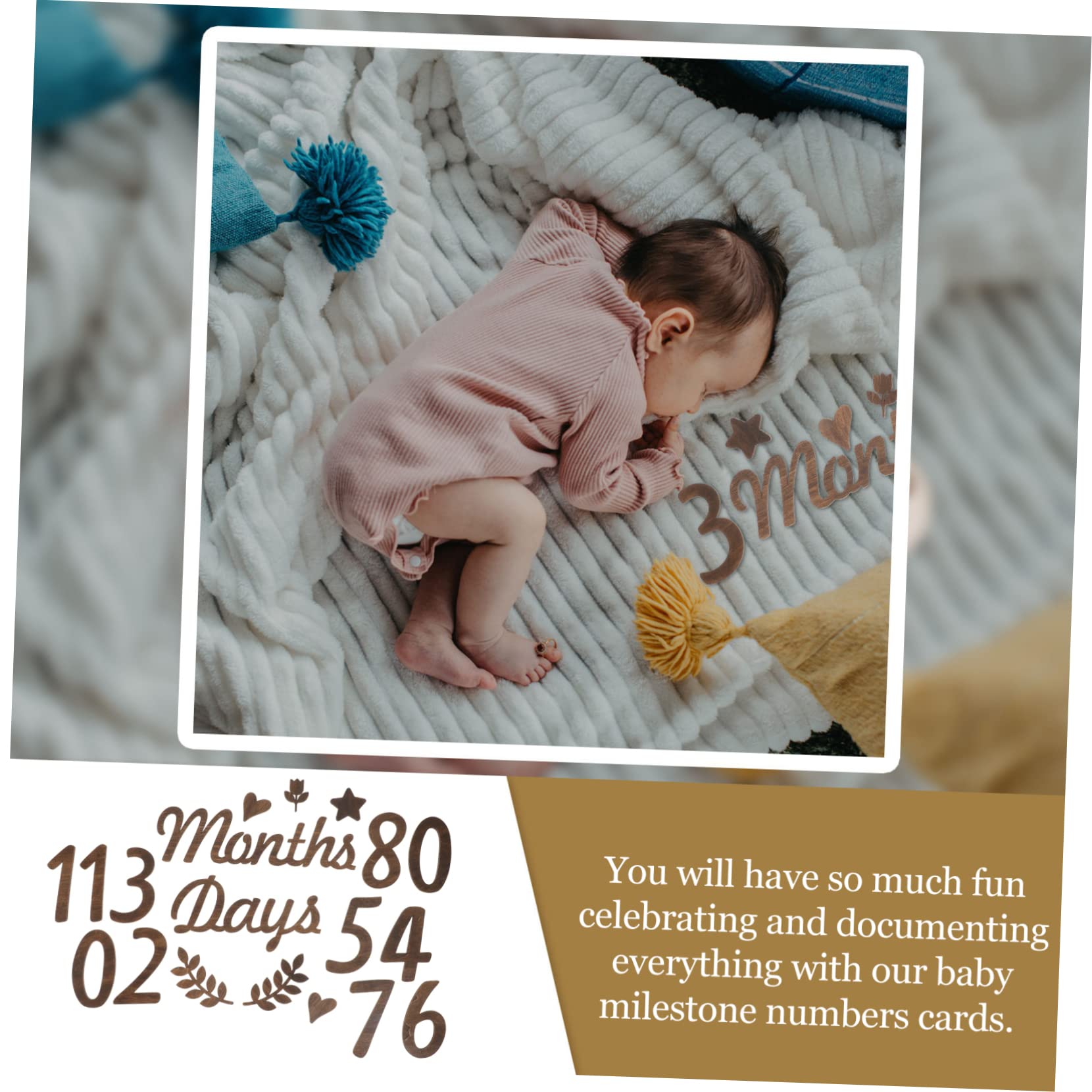 HEMOTON 2 Sets Personalized Baby Milestone Cards - Newborn Photo Props with Love & Wonderful Milestone Number Signs for Baby's First Year - Perfect for Monthly Photos, Birthday Parties & Nursery Decor