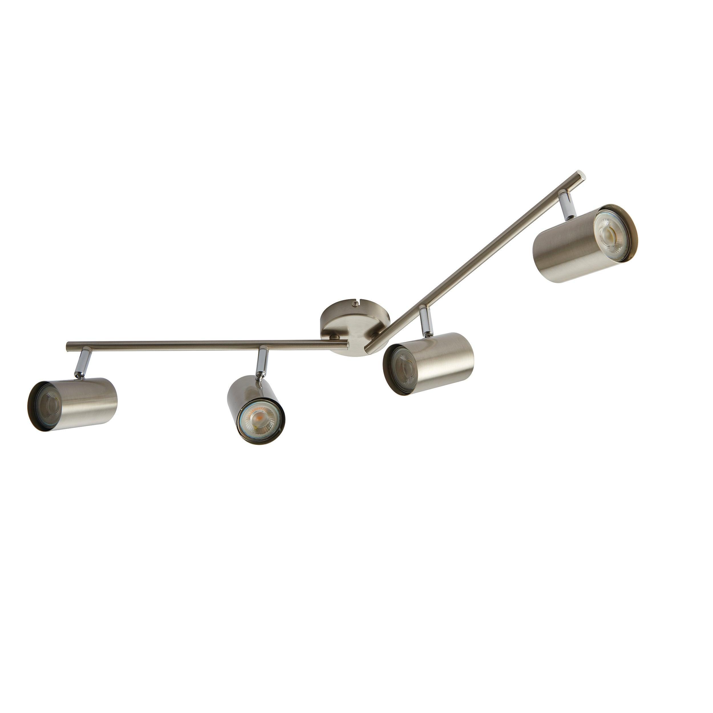 Arezzo 4-Light Chrome Bar Spotlight 7W LED Ceiling Light - Modern Lighting Fixture for Living Room, Bedroom, Kitchen & Office