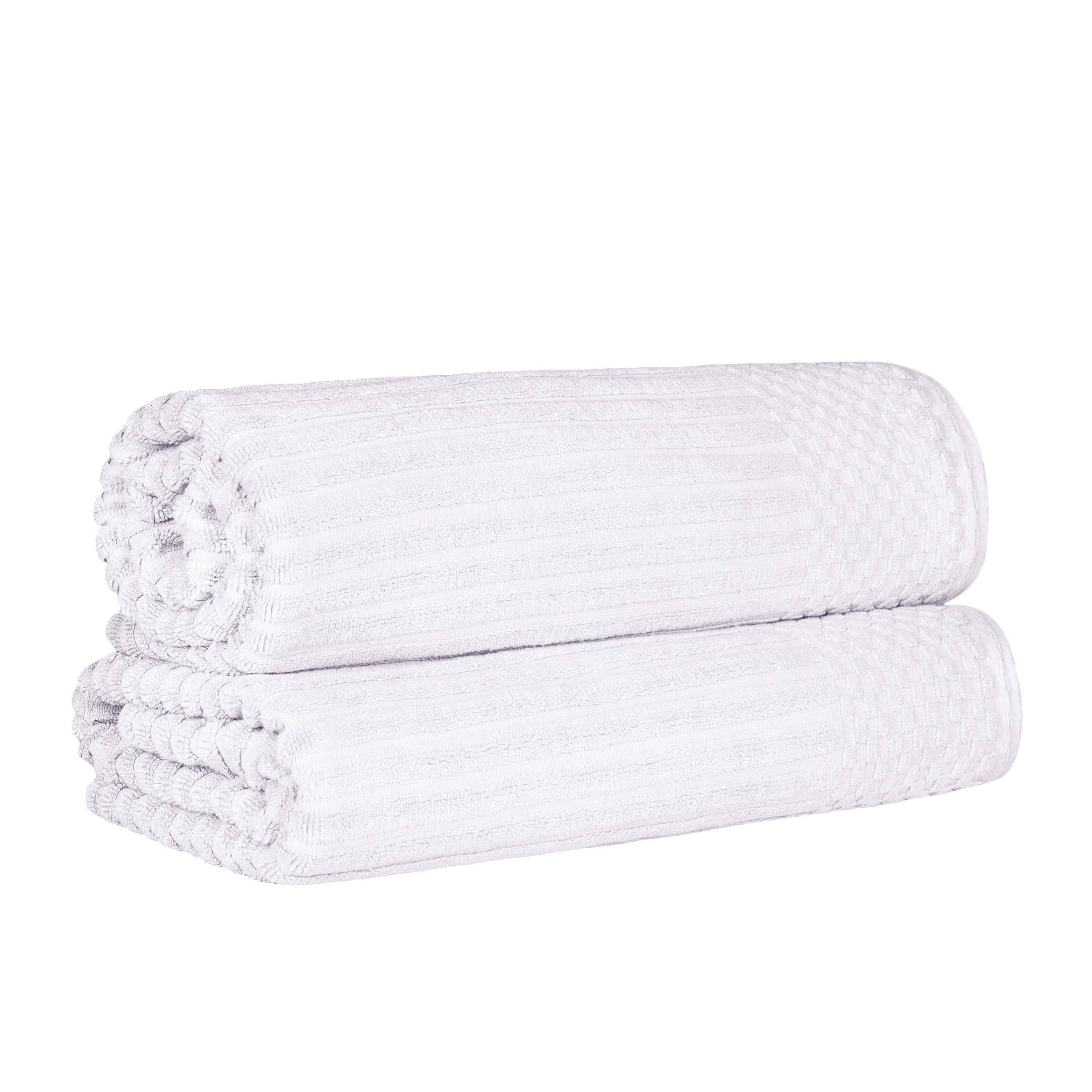 Premium Cotton Ribbed Textured Bath Towel Set - Ultra Absorbent 2-Piece Bath Sheet Set for Spa, Beach & Luxury Bathroom Use