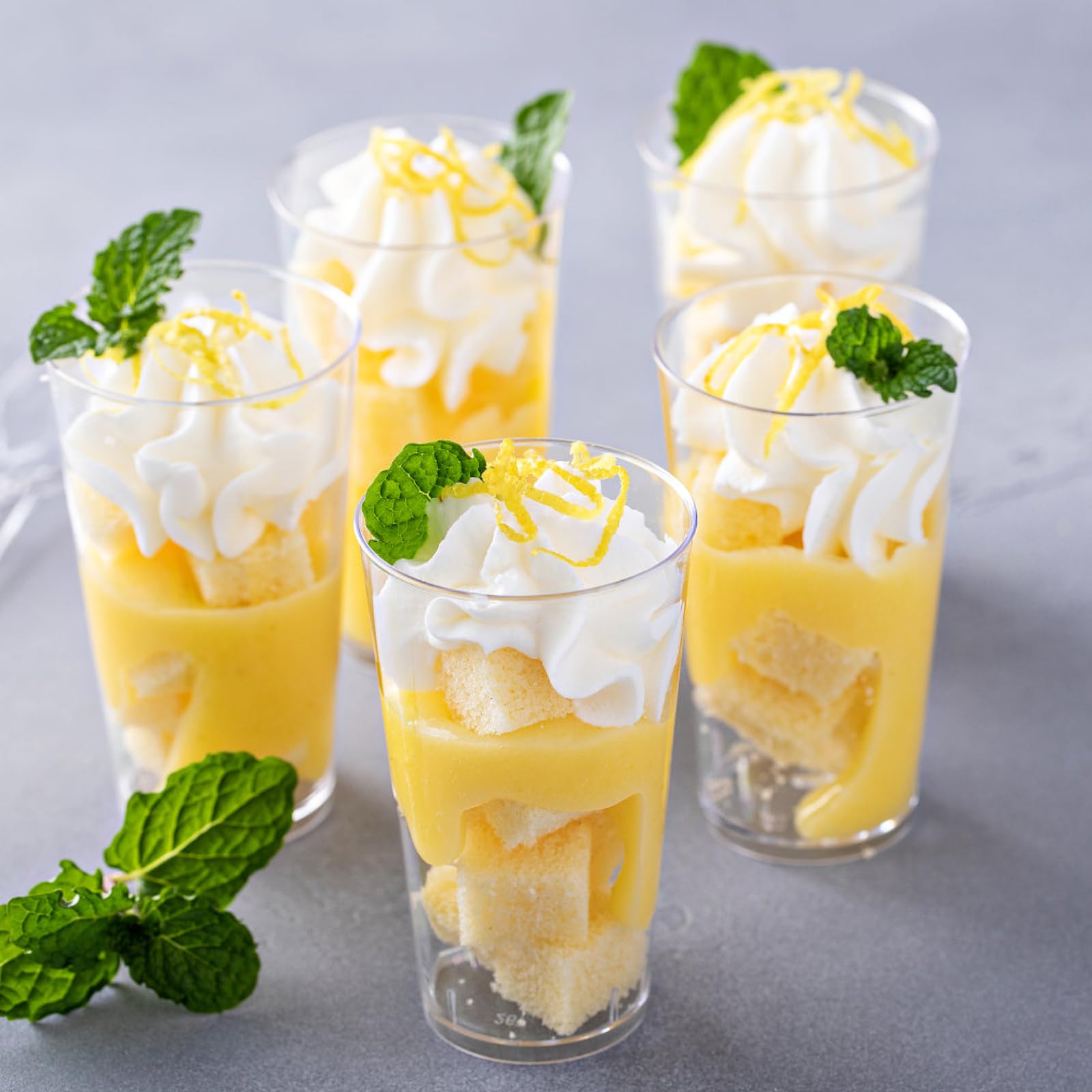 50 Pack 3 oz Clear Plastic Dessert Cups with Spoons - Mini Shooter Cups for Cheesecake, Pudding, Mousse, Appetizers - Perfect for Parties, Catering & Home Baking