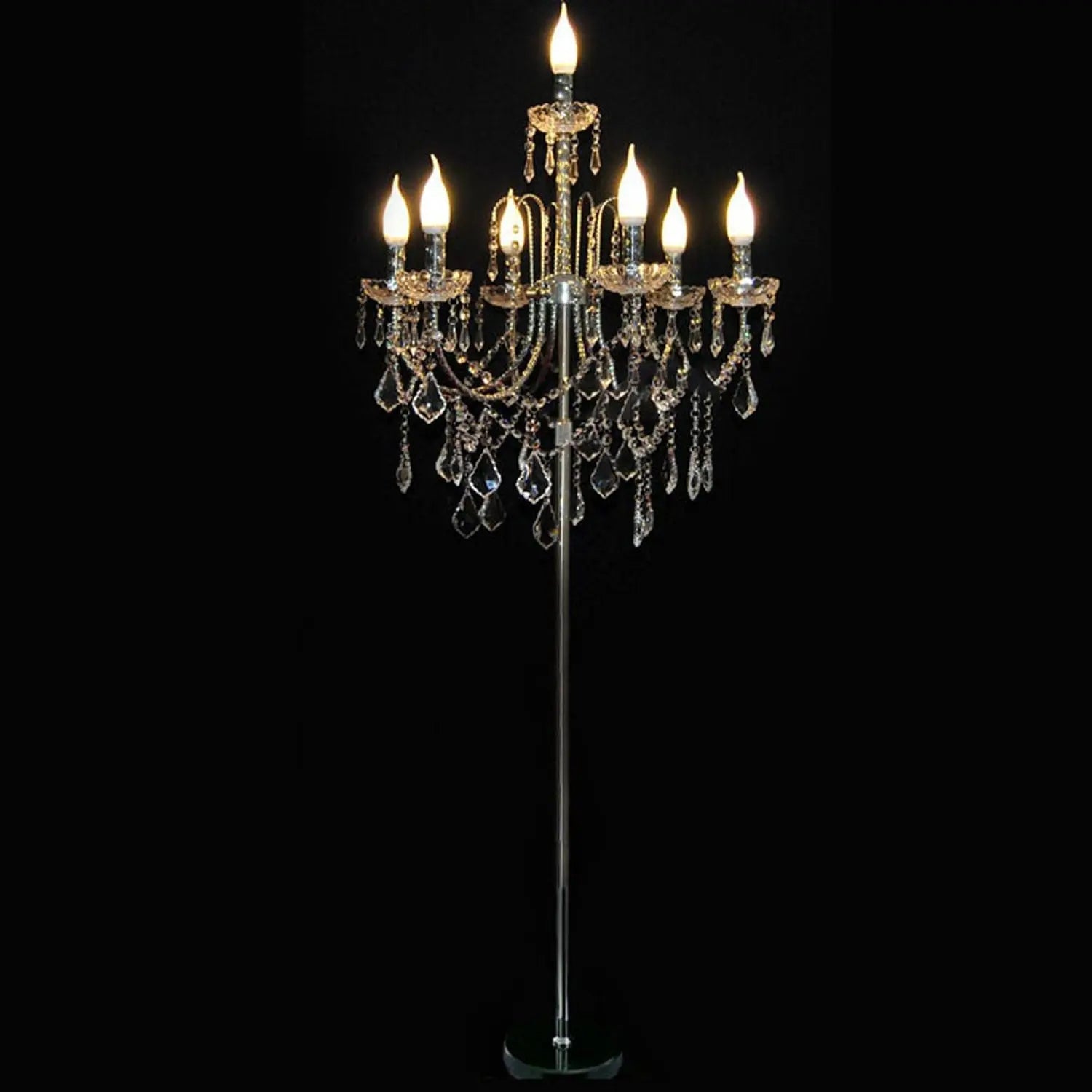 Elegant Crystal Chandelier Floor Lamp - Modern LED Standing Light for Living Room, Bedroom & Dining Area - Dimmable Tall Lamp for Home Decor & Ambient Lighting