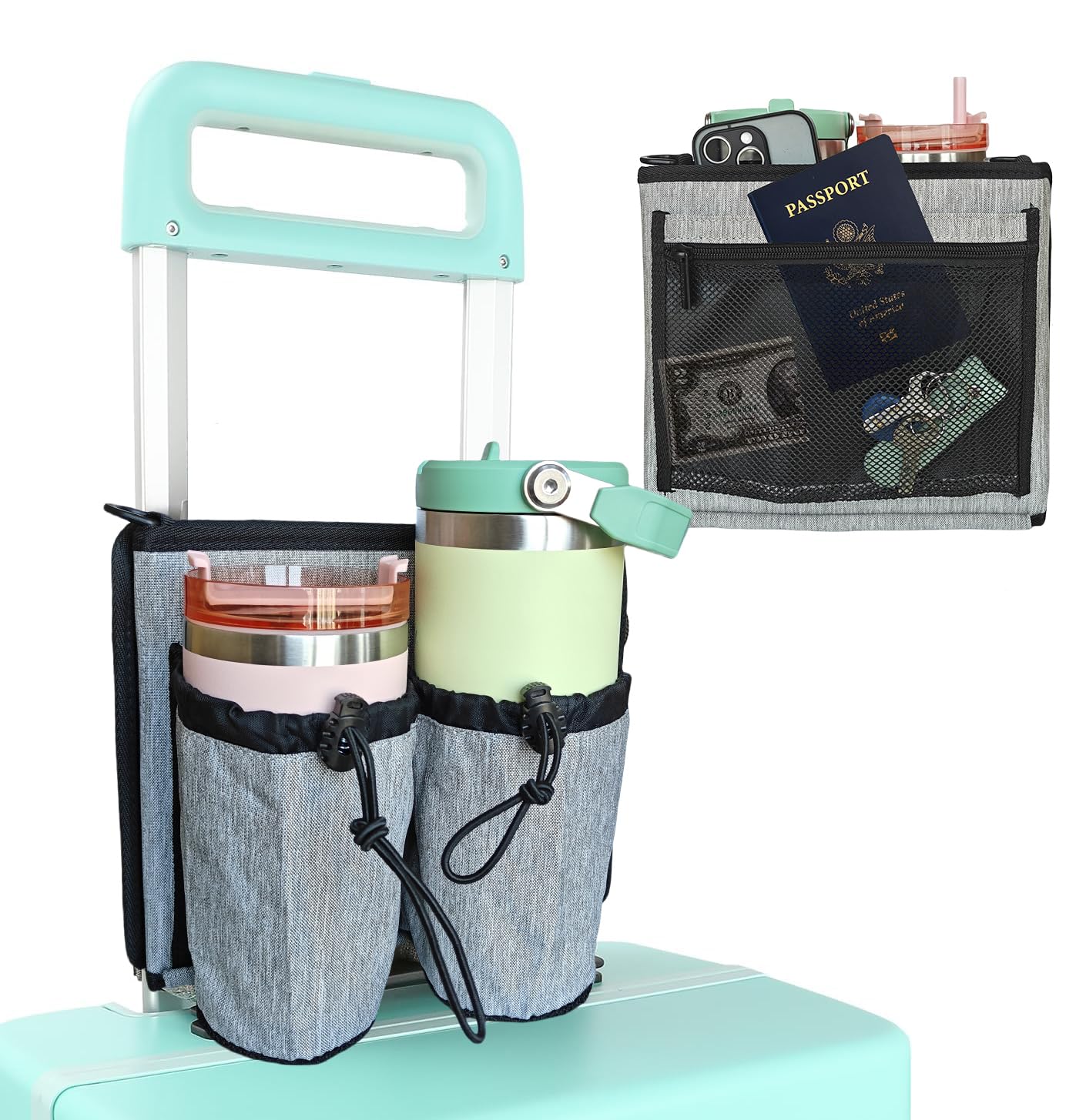 **Hands-Free Suitcase Cup Holder - Travel Drink Holder for Luggage | Must-Have Travel Accessory for Men & Women | Perfect Gift for Frequent Travelers | Use on Airports, Road Trips & Vacations**
