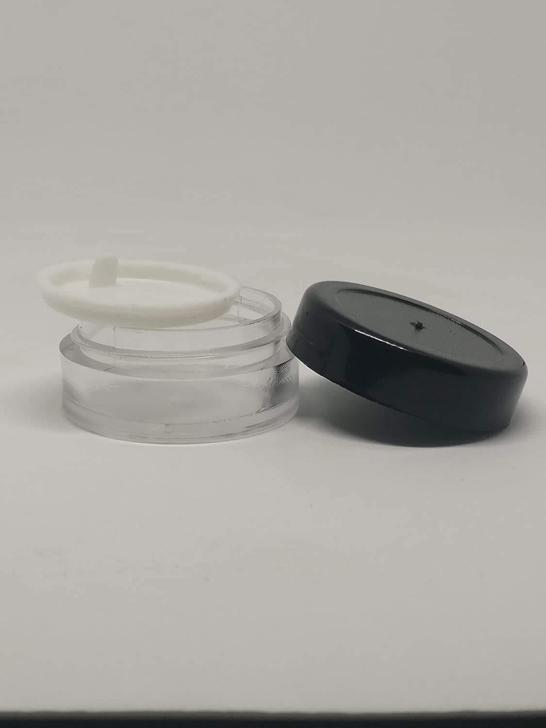 DINEMART 6-Pack 8g Acrylic Sanjar Jars with Black Lids & Leakproof Washers - Empty Cosmetic Containers for Lip Balm, DIY Skincare, Body Butter, Creams | Travel-Friendly, Home Use, Salon Storage, Gift Packaging