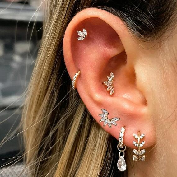 16G Surgical Steel Moon and Star Tragus Stud Earring | HSPJ19113 | Perfect for Cartilage, Helix, and Tragus Piercings | Stylish and Hypoallergenic Body Jewelry