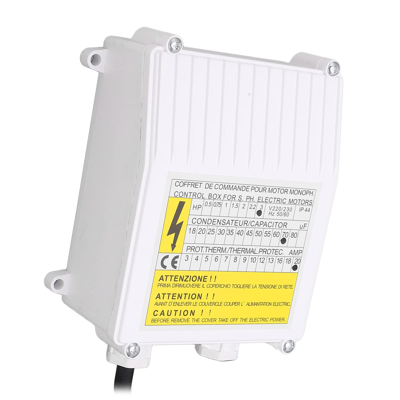 Deep Well Pump Control Box 2.2KW 70uf 20A - Submersible Pump External Control Box Replacement Part for Water Well Systems - Perfect for Residential, Agricultural, and Irrigation Use