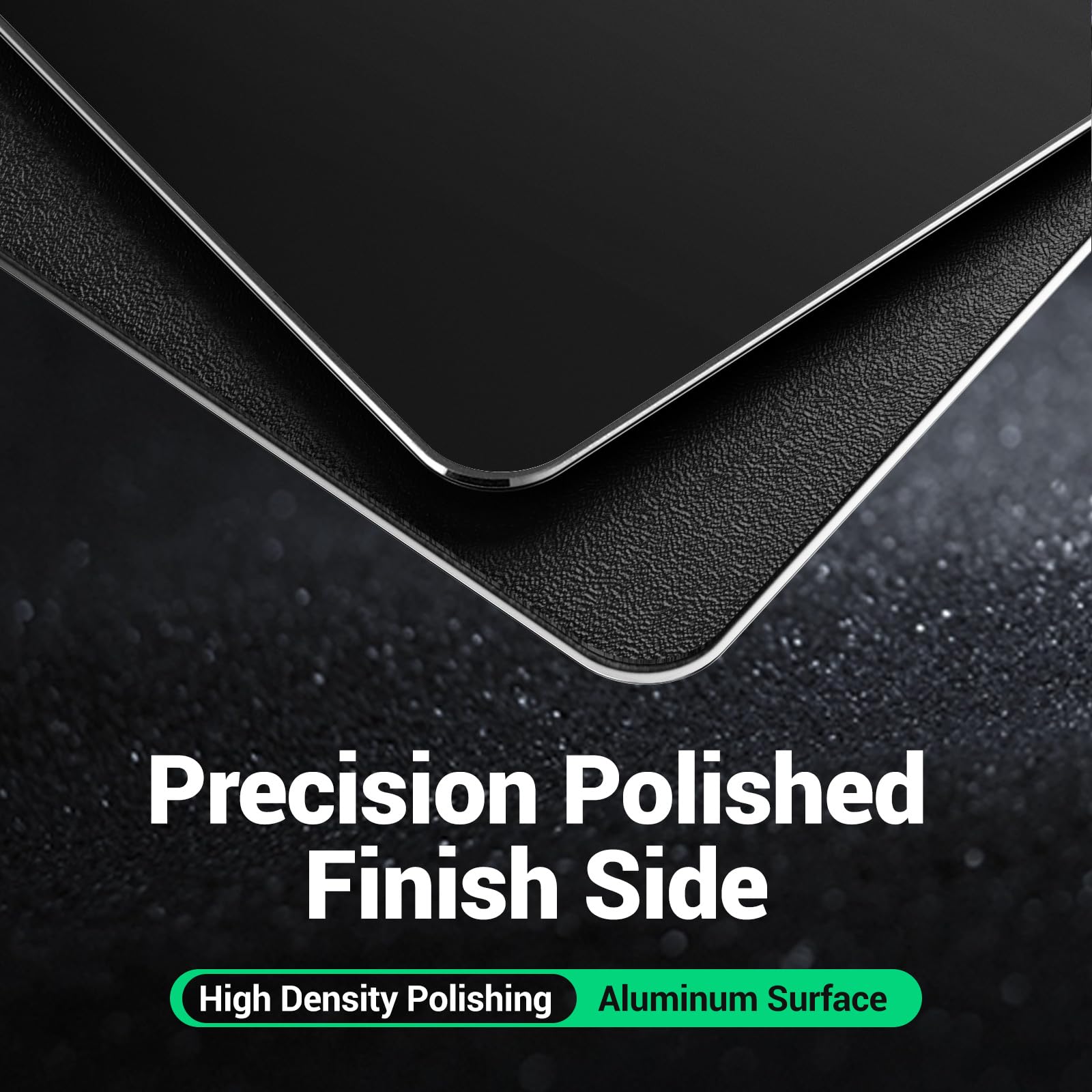 Premium HONKID Aluminum Hard Metal Mouse Pad - Non-Slip Rubber Base for MacBook Pro/Air & Magic Mouse - Durable Office & Gaming Surface for Home, Travel & Workspace (Black)
