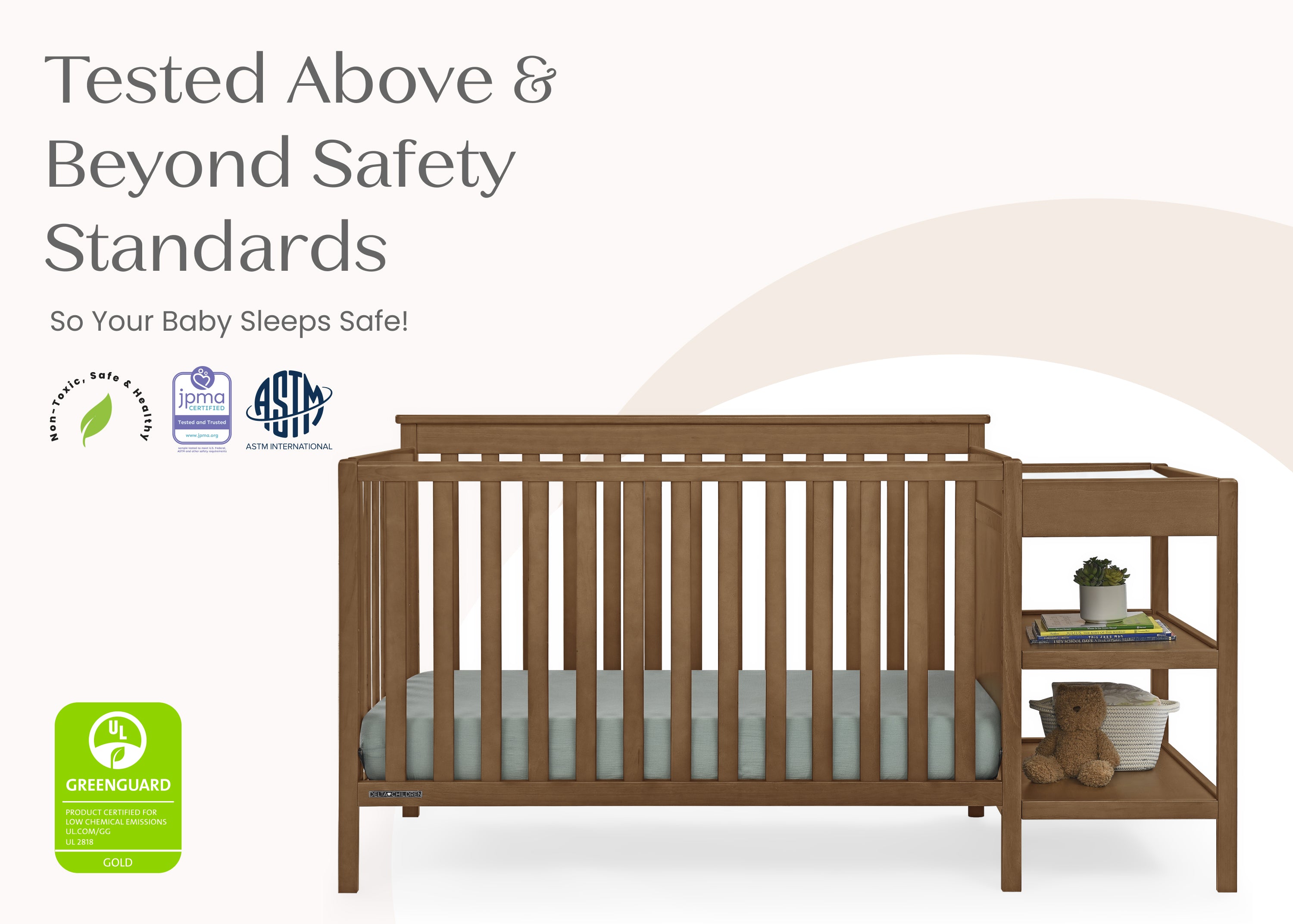Ellie 5-in-1 Convertible Baby Crib with Changer - Nursery Furniture Set for Newborn to Toddler | Perfect for Small Spaces & Modern Nurseries
