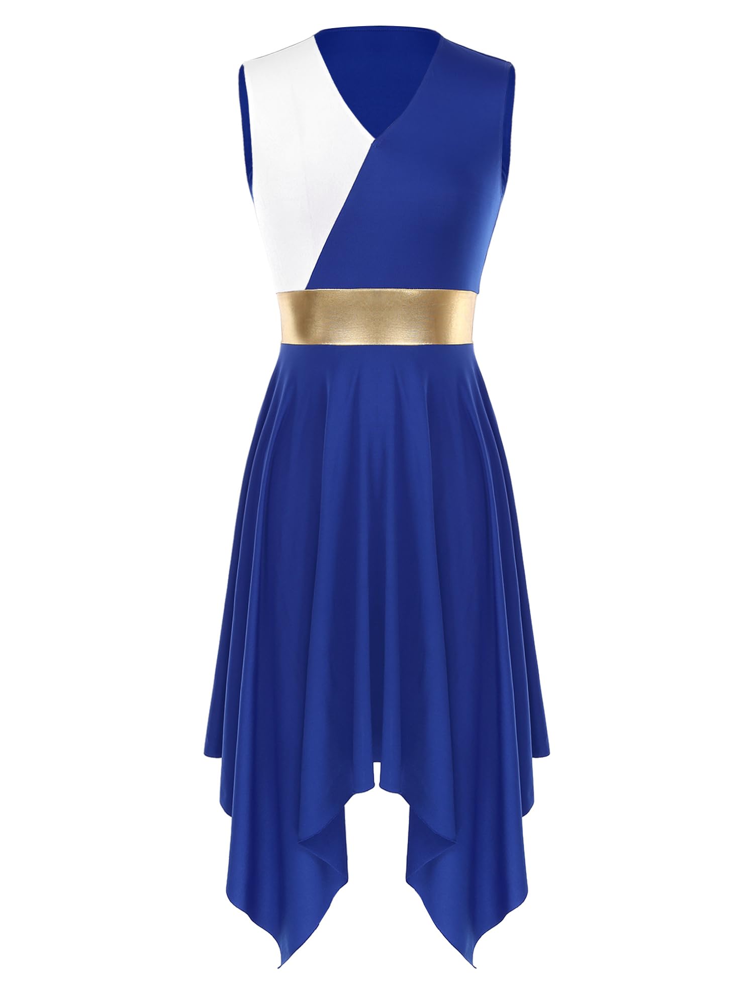 JEYPINMI Women's Worship Dance Dress - Sleeveless Liturgical Praise Costume with Color Block Design for Church Performances & Spiritual Events