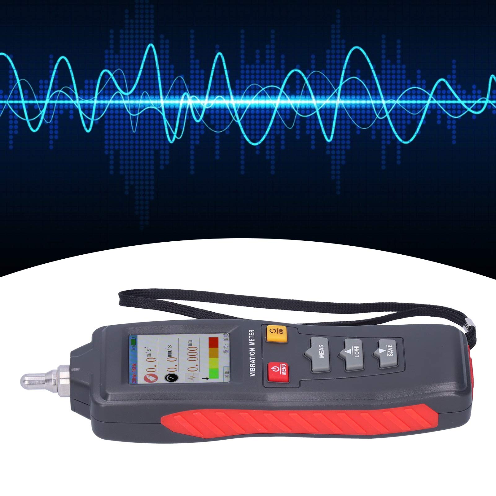 Eujgoov WT63B Portable Vibration Meter - Digital Vibrometer Tester for Industrial Equipment, HVAC Systems & Machinery Vibration Analysis | Measures Displacement, Velocity & Acceleration | Durable Construction for On-Site Testing