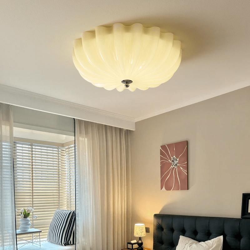 Dewdrop Shell Ceiling Light Fixture - Modern Crystal Glass Pendant Lighting for Living Room, Bedroom, Dining Room & Kitchen | Elegant Home Decor