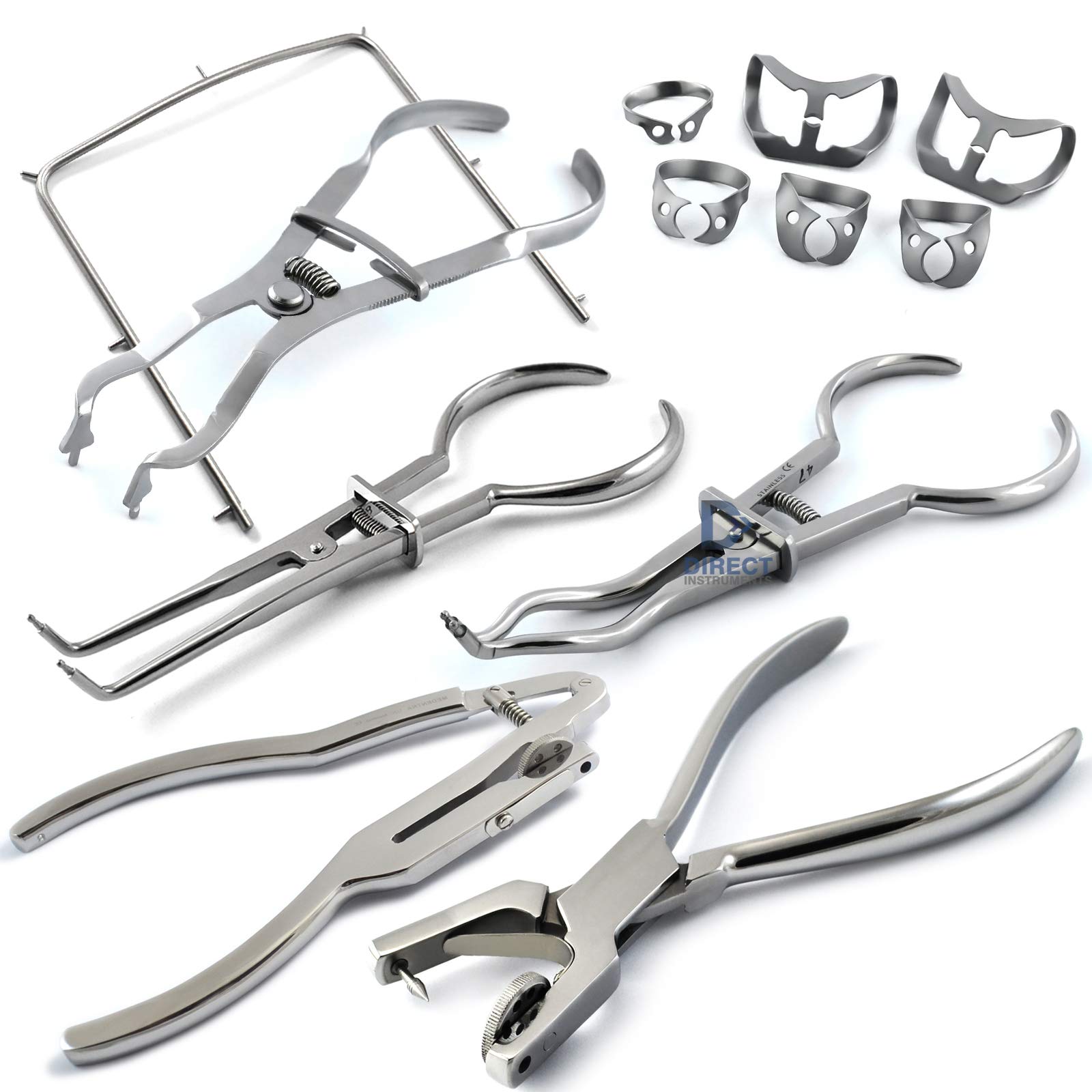 12-Piece Endodontic Rubber Dam Dental Kit with Punch, Clamps, Forceps & Frame - Perfect for Root Canal Procedures & Dental Surgeries