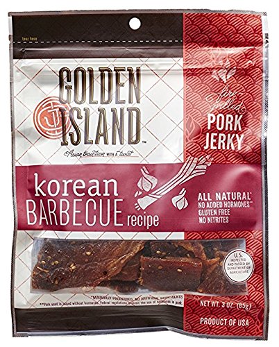 Golden Island Korean BBQ Pork Jerky 5-Pack (14.5 oz Each) - Premium Korean Style Meat Snacks for BBQ, Camping, Hiking & Office Snacking