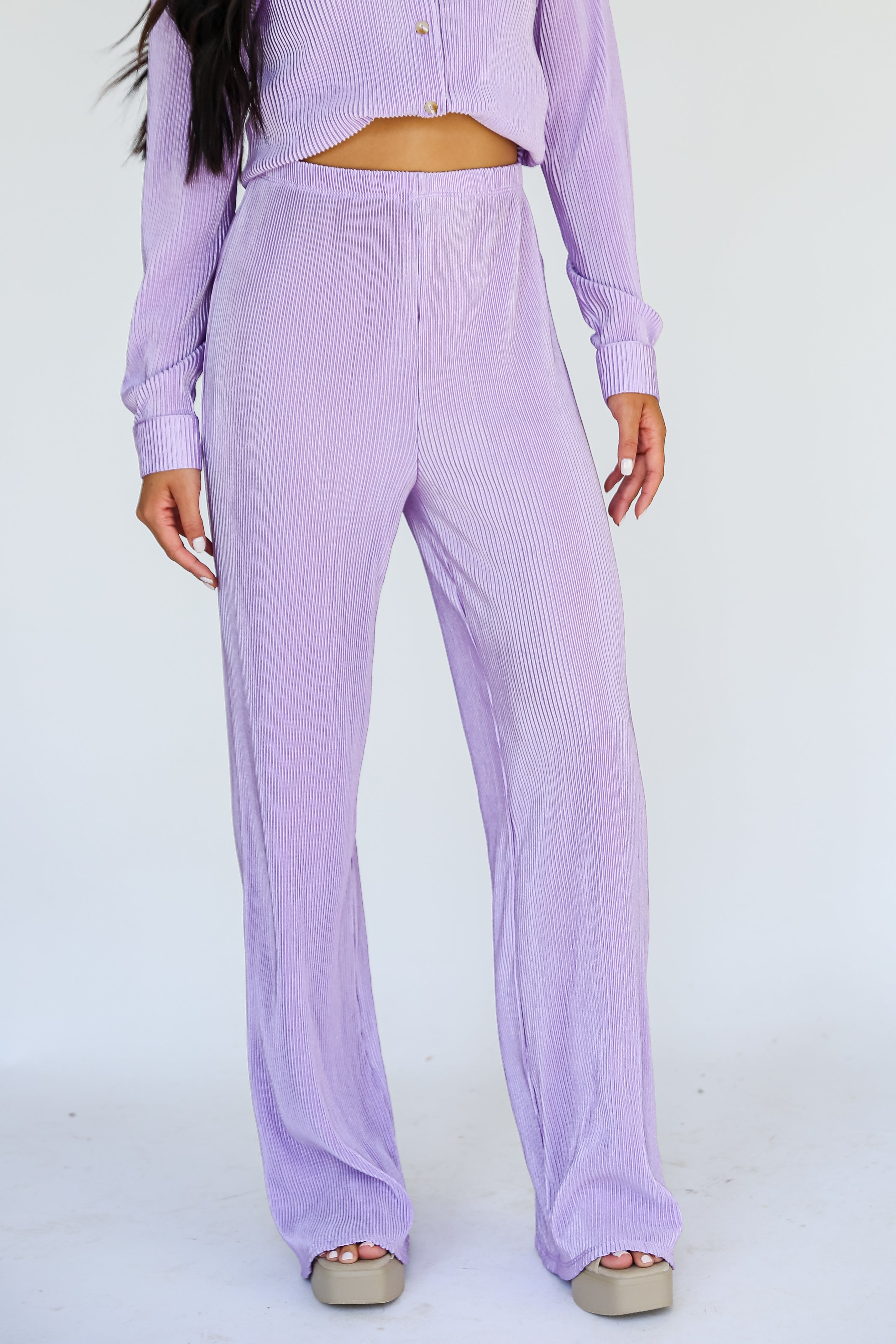 Confident Aura Satin Plisse Pants for Women - High Waisted Wide Leg Lounge Pants - Elegant & Comfortable for Home, Office & Evening Out
