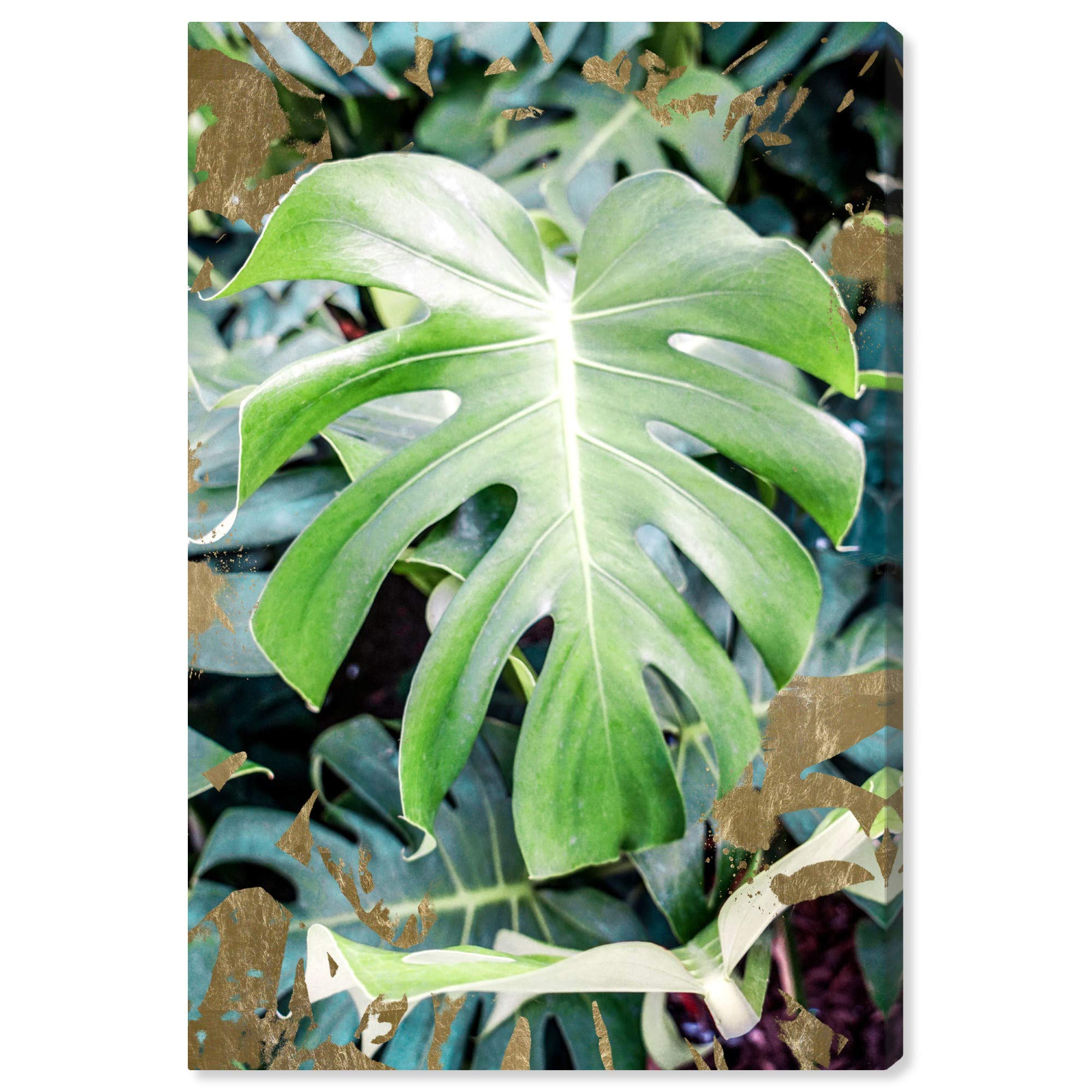 Wynwood Studio Monstera Jungle Bronze Floral Wall Art Canvas Print - 24x36 Inches, Green & Brown Botanical Home Decor for Living Room, Bedroom, or Office