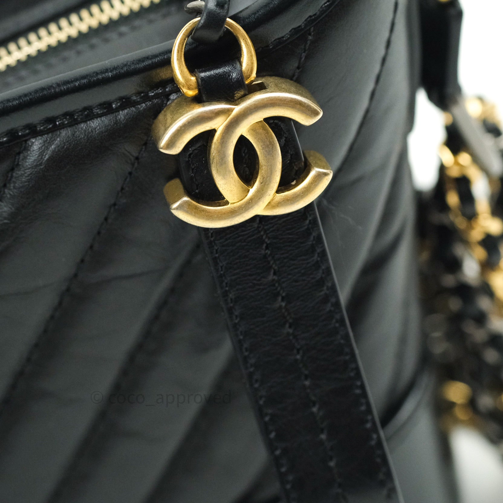 Chanel Small Chevron Gabrielle Hobo Bag in Black Calfskin with Mixed Hardware - Perfect for Everyday Use, Work, and Special Occasions