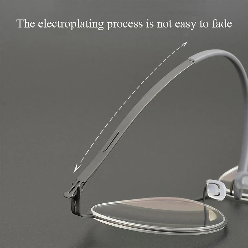 Aimee Unisex Full Rim Round Screwless Stainless Steel Eyeglasses Frame 25408 - Lightweight & Durable Glasses for Men & Women - Perfect for Reading, Working & Daily Wear