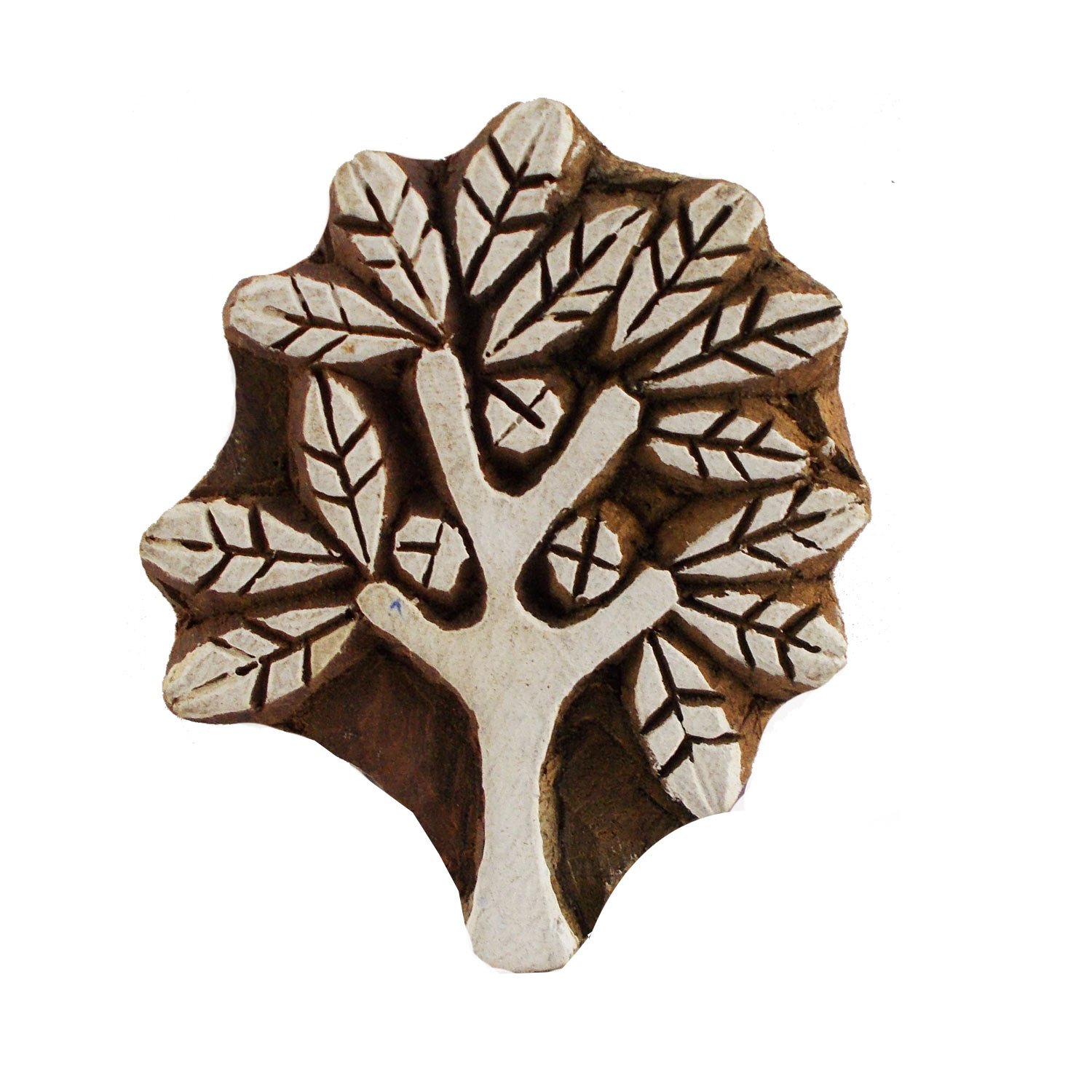 Handmade Wooden Printing Blocks for Textile & Scrapbook - Tree Motif Design | DIY Craft Stamps for Fabric & Paper Art