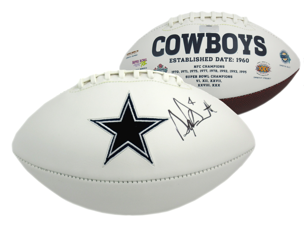Dak Prescott Autographed Dallas Cowboys Football with Embroidered Logo - Official NFL Memorabilia for Collectors and Fans - Perfect for Display, Gifts, and Game Room Decor