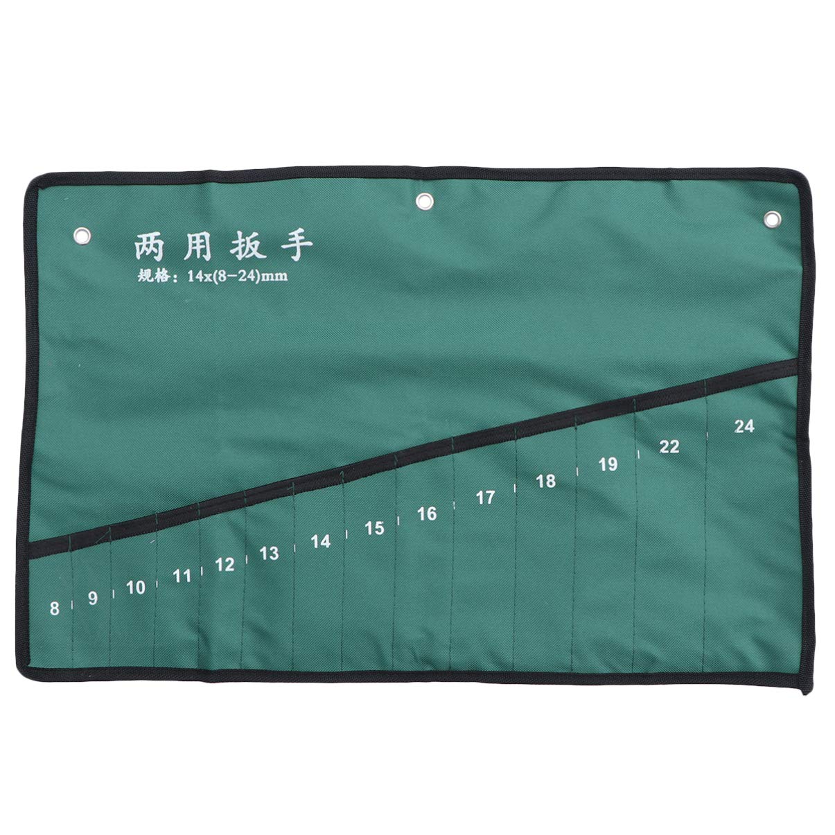 IMIKEYA Canvas Tool Roll Bag - 14 Pockets Wrench Organizer for DIY & Travel