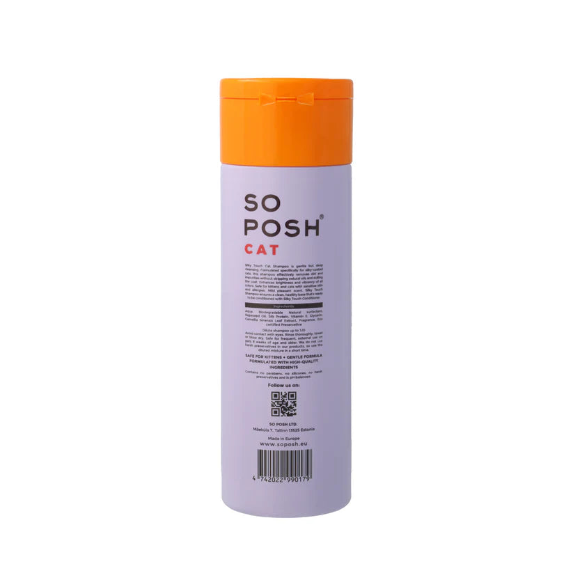 So Posh Silky Touch Cat Shampoo - Gentle Cleansing & Detangling Formula for Soft, Shiny Fur - Perfect for Bath Time & Grooming Sessions