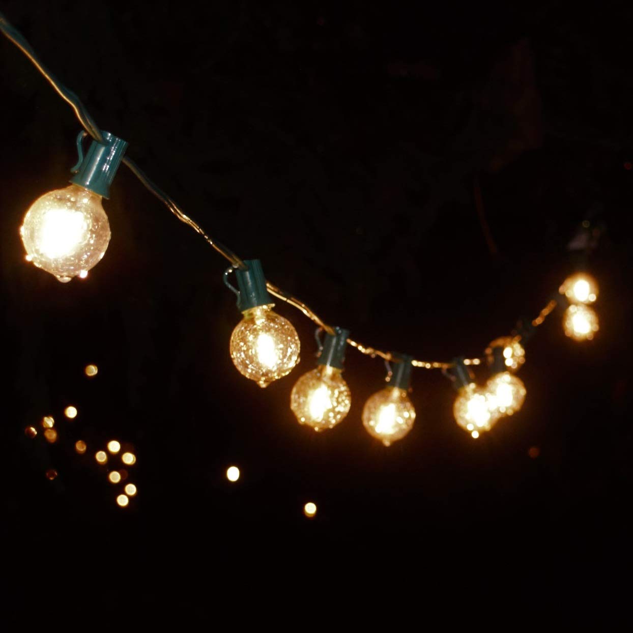 G40 LED Warm White Outdoor String Lights - 25ft Black Wire with 0.6W Edison Bulbs - Weatherproof Patio Lights for Garden, Backyard, Wedding & Party Decor