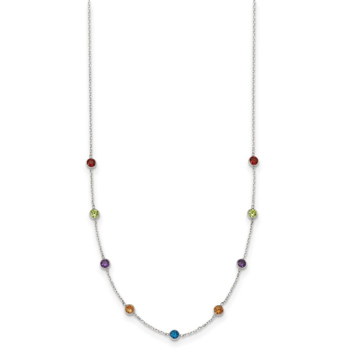 925 Sterling Silver Cubic Zirconia Necklace for Women - 18